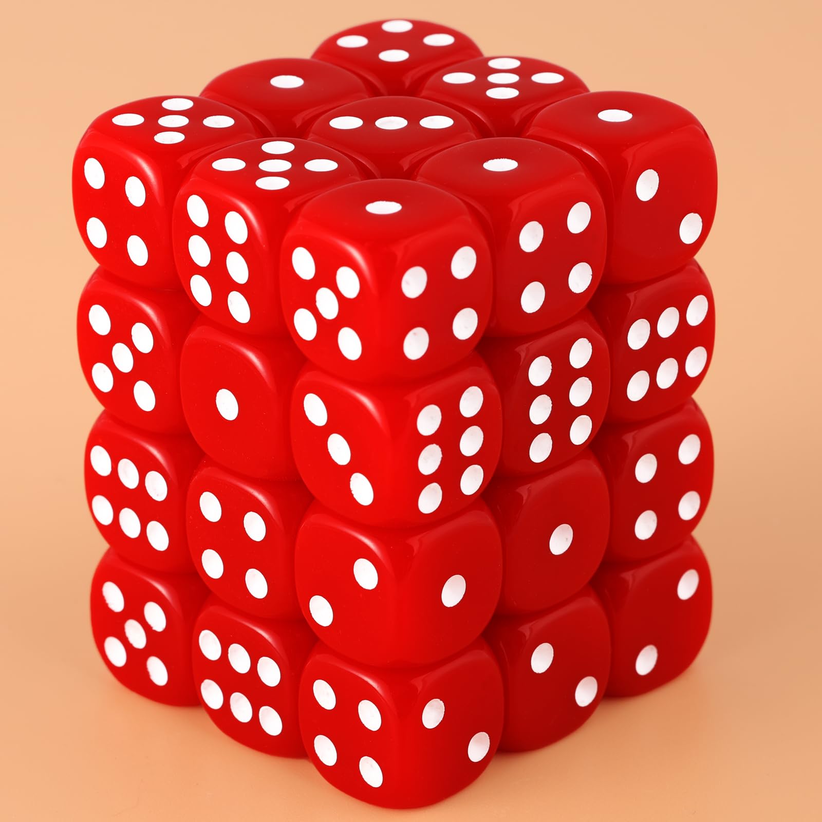 Juego de dados de 36 piezas de 0.472 pulgadas, 6 caras, juego de dados D6, juego estándar de 6 caras para juegos de mesa, juegos de dados para enseñanza en el aula, con caja de juegos portátil (rojo) 2