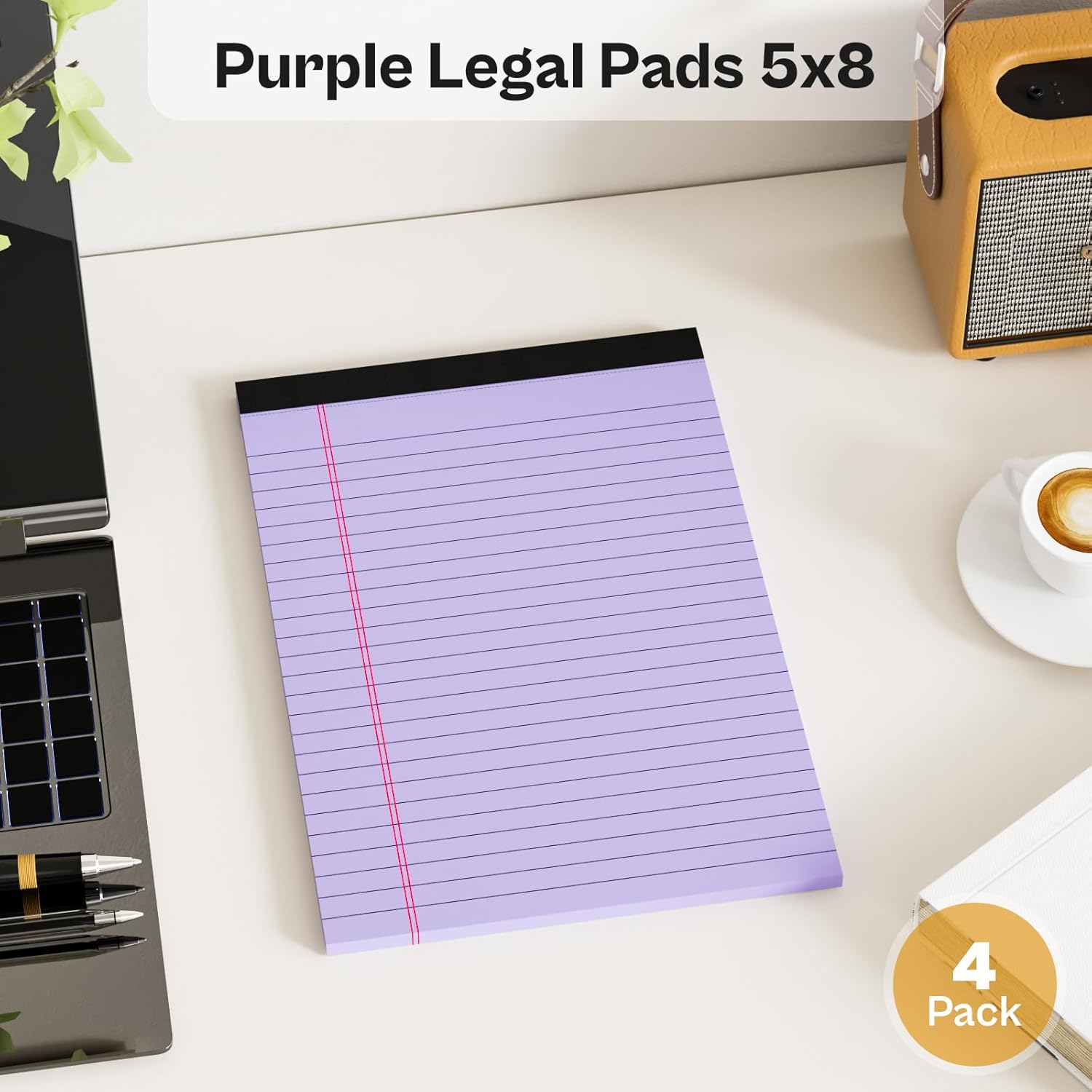 4 Pack Note Pads 5 x 8 Inch Purple Small Legal Pads 5 x 8 Colored Notepad 5 x 8 Perforated Writing Pads Lined Paper Pads College Ruled Pad Paper 30 Sheets Notebook for Study, To-Do Lists, Office - Image 5