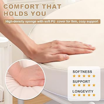Baby Changing Pad for Dresser, with Wipeable Waterproof PU Cover, Contoured Diaper Changing Pad with Non-Slip Safety Belt, Portable Lightweight Changing Mat with Cushioned Foam, Beige