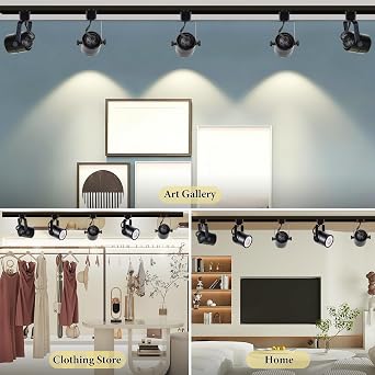 Dimmable LED Track Lighting Heads Kit, 3CCT 10W L-Type Track Lights 3000K/4000K/6000K Adjustable with 2M Track Rail, 12PCS Ceiling Spotlight Fixtures Replaceable GU10 Bulbs [Energy Class D]