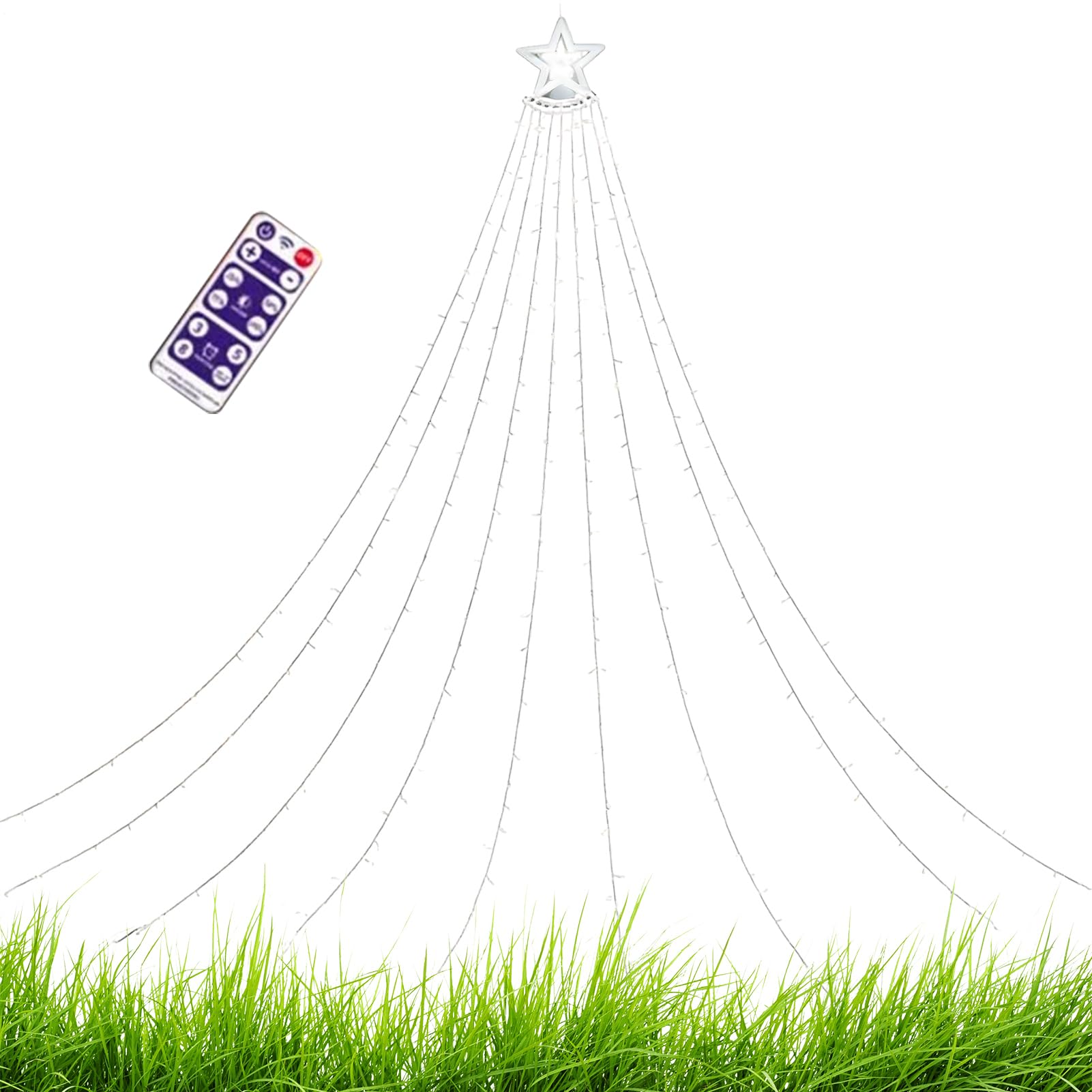 Świąteczne Lampki Solarne 3,4 m Tryb Wielofunkcyjny z Pilotem Timerem | LED Lampki Choinkowe Oświetlenie Kaskadowe Do Ogrodu Tarasu Drzewa Ślubu Imprezy Świątecznej