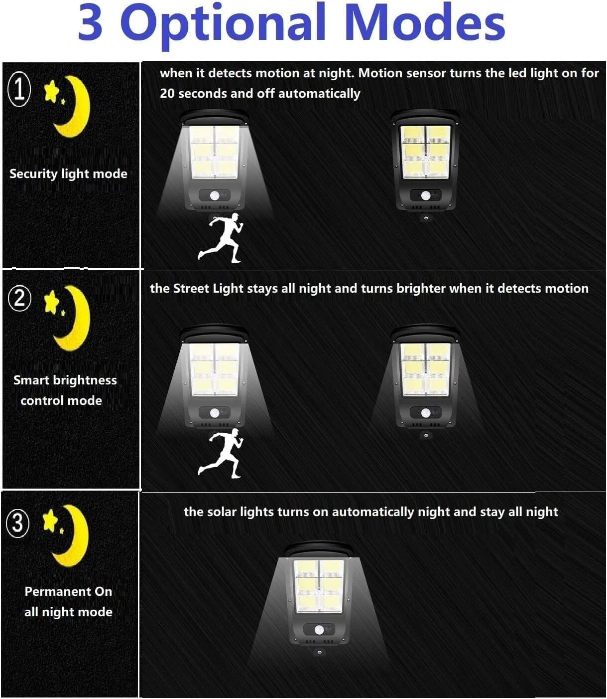2xpezzi Faretto lampione solare 120 led cob da esterno sensore di movimento ip65 con telecomando
