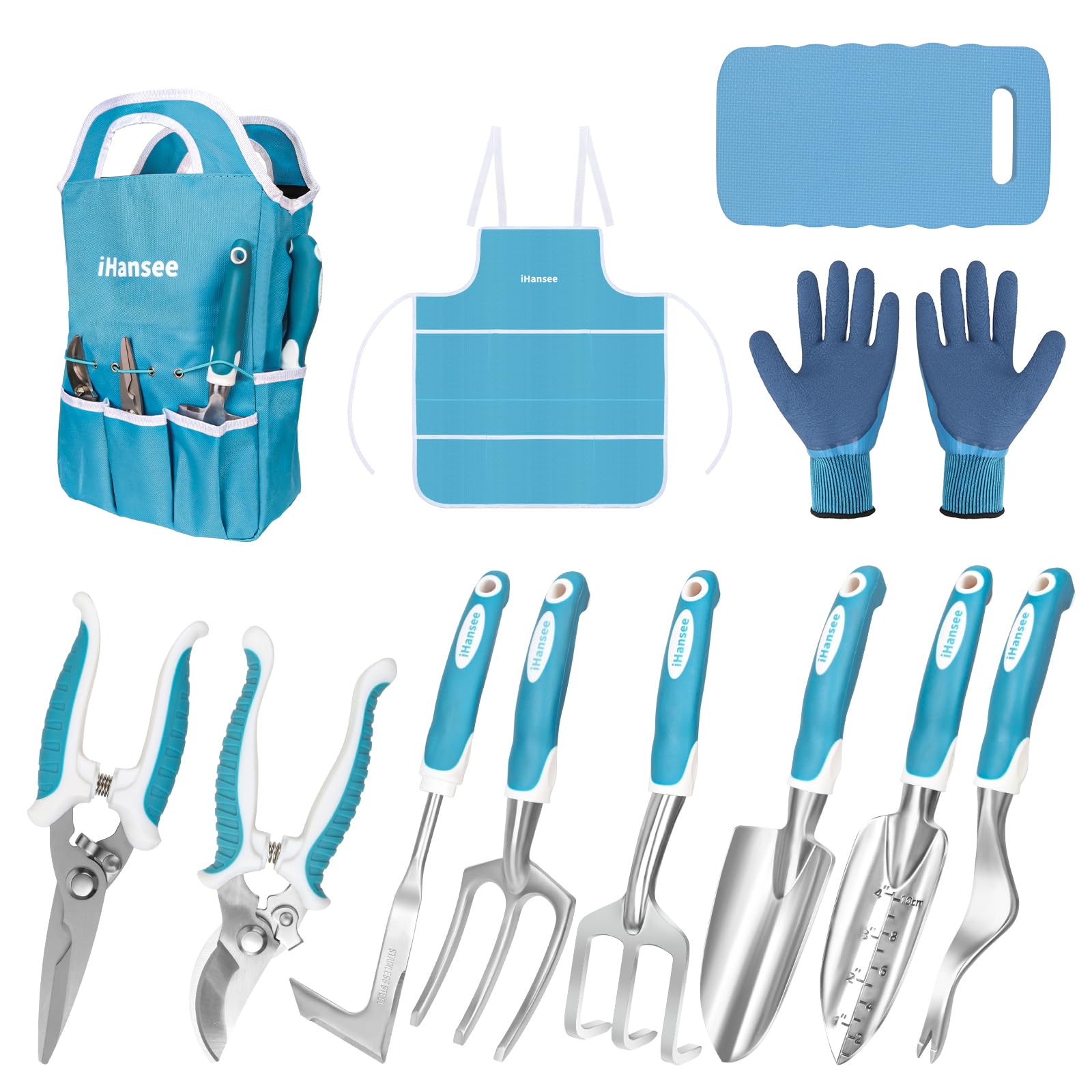 Blue Garden Tools Set 12-Piece, Gardening Gifts for Women Men