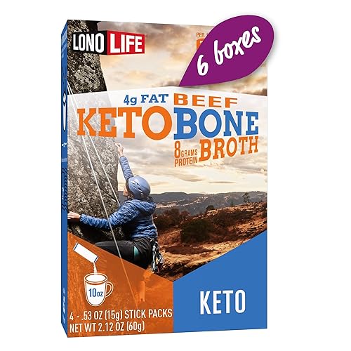 LonoLife - Palitos de caldo de hueso de ternera keto - 0.08 onzas de proteína de colágeno - 0.08 onzas de grasa - Sin gluten - Apto para keto y