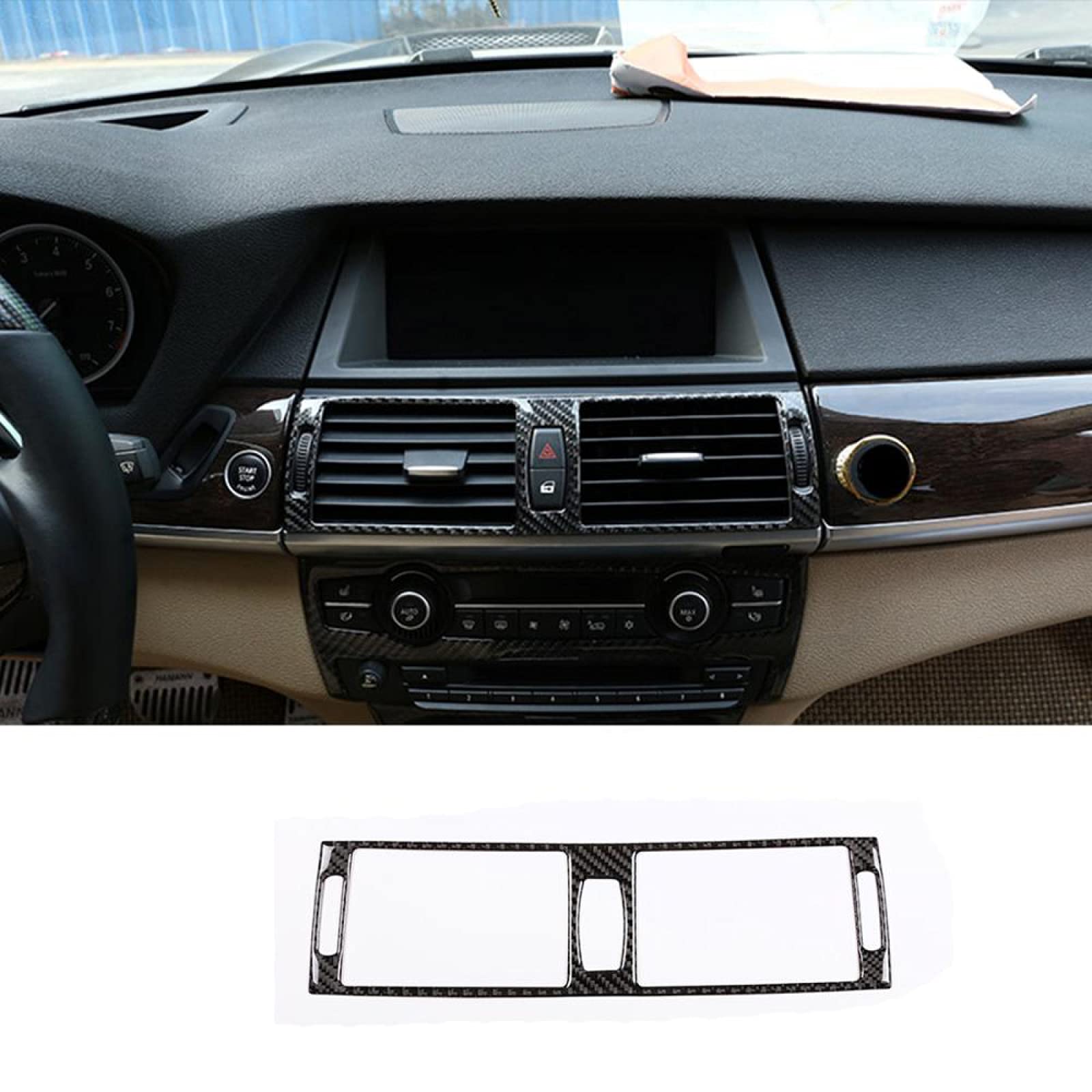 pour BMW X5 E70 X6 E71 2008-2013, Garniture de Cadre de Ventilation de climatisation pour Console Centrale intérieure de Voiture en Fiber de Carbone Souple