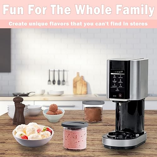 Miniatura 6 de XSKPLD4BCD - Recipiente de pintas de helado y tapas de repuesto compatible con Ninjia, pintas de crema de 16 onzas con cucharada compatible con