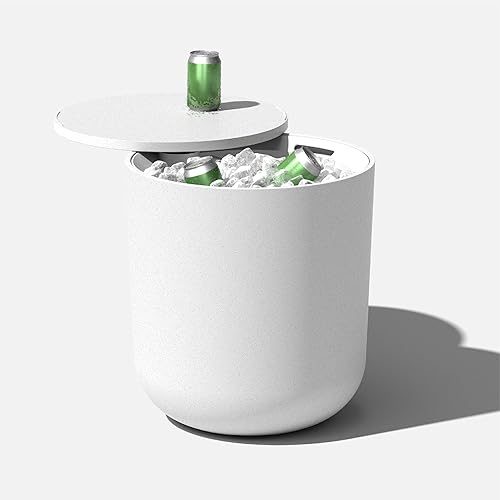 Miniatura 27 de Veradek Mesa auxiliar refrigerante - 2 en 1 - Diseñada para su uso como mesa auxiliar al aire libre, decoración de patio y baúl de hielo Arena