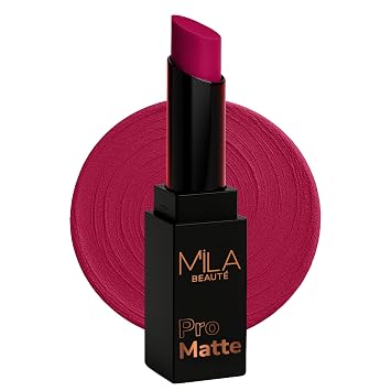 Mila Beauté Pro Matte Lipstick | Highly Pigmented & Long lasting | Semi Matte Finish | Light Weight Lipstick | Single Swipe Application | Luxurious Lip Color | Shade -(Anarkali, 4.2g)