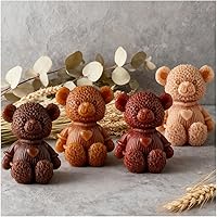 Vista 8 de Moldes de vela de silicona, molde de vela perfumada de oso encantador 3D, diseño de ambiente acogedor, inodoro, sin BPA, lindos moldes de silicona