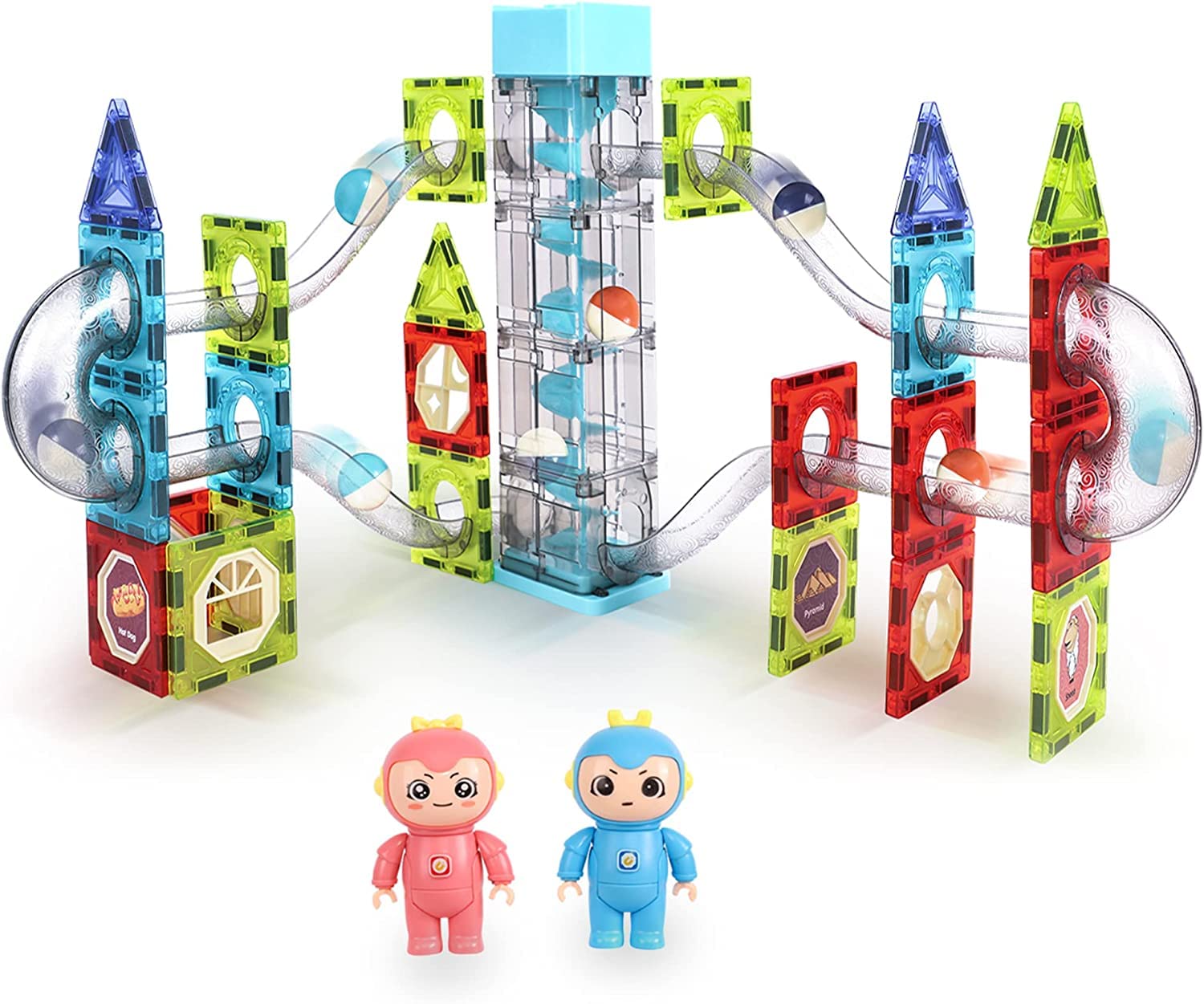 Magnetic Tiles- Building Blocks for Kids 75 Pcs | Elevator Marble Run | 3D STEAM Toys for Kids Age 6+Year Old Boys Girls | Creative Gift