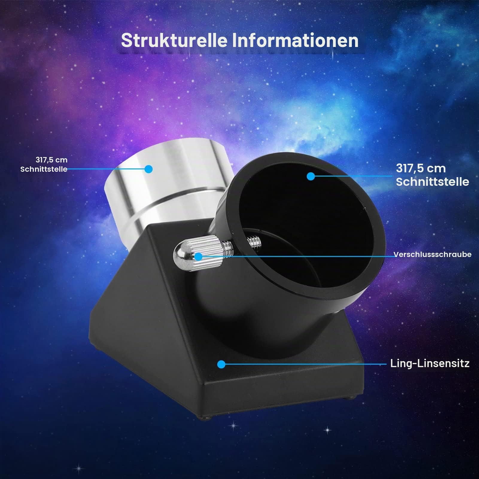Nikou Zenitspiegel, 1,25 Zoll 90 Grad Halbmetallspiegel mit Aufrechtem Bild, Wird mit Staubschutzhülle Geliefert Diagonalspiegel Teleskop Zubehör für Teleskop, Diagonaladapter, Umkehrbildprisma