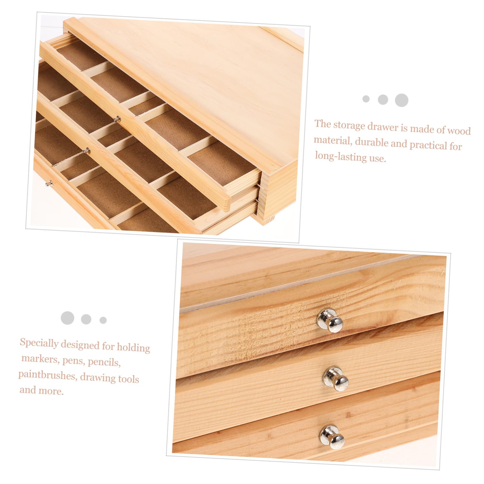 LIFKOME Holz Stiftehalter Schublade Pinselhalter Aus Robustem Kunststoffrahmen Dreilagiger Schreibtisch Organizer Für Künstler Zeichenutensilien Schreibbedarf