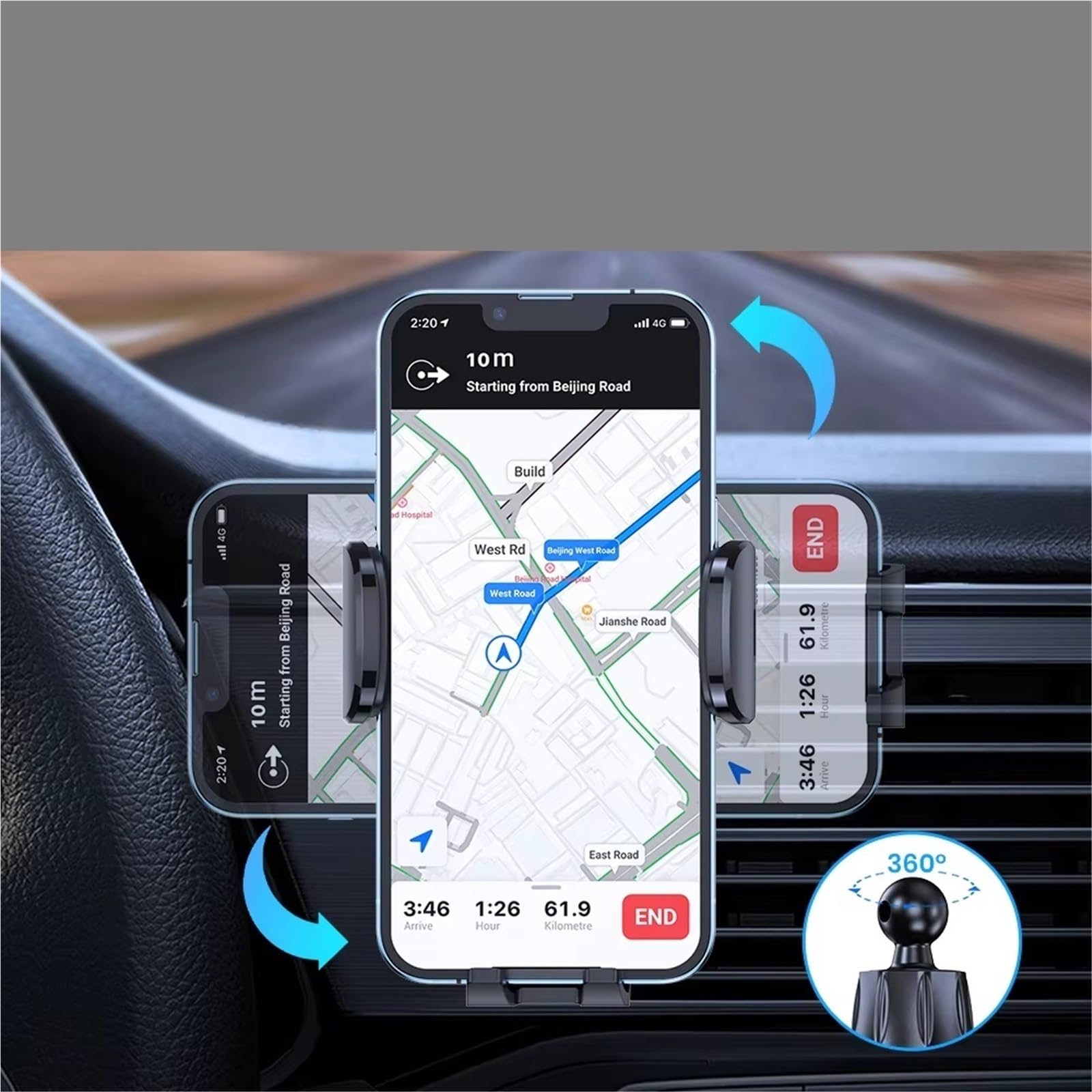 Soporte Universal para Coche Soporte Gravedad Teléfono Móvil Clip Rejilla Ventilación Todos Teléfonos Soporte Móvil Coche