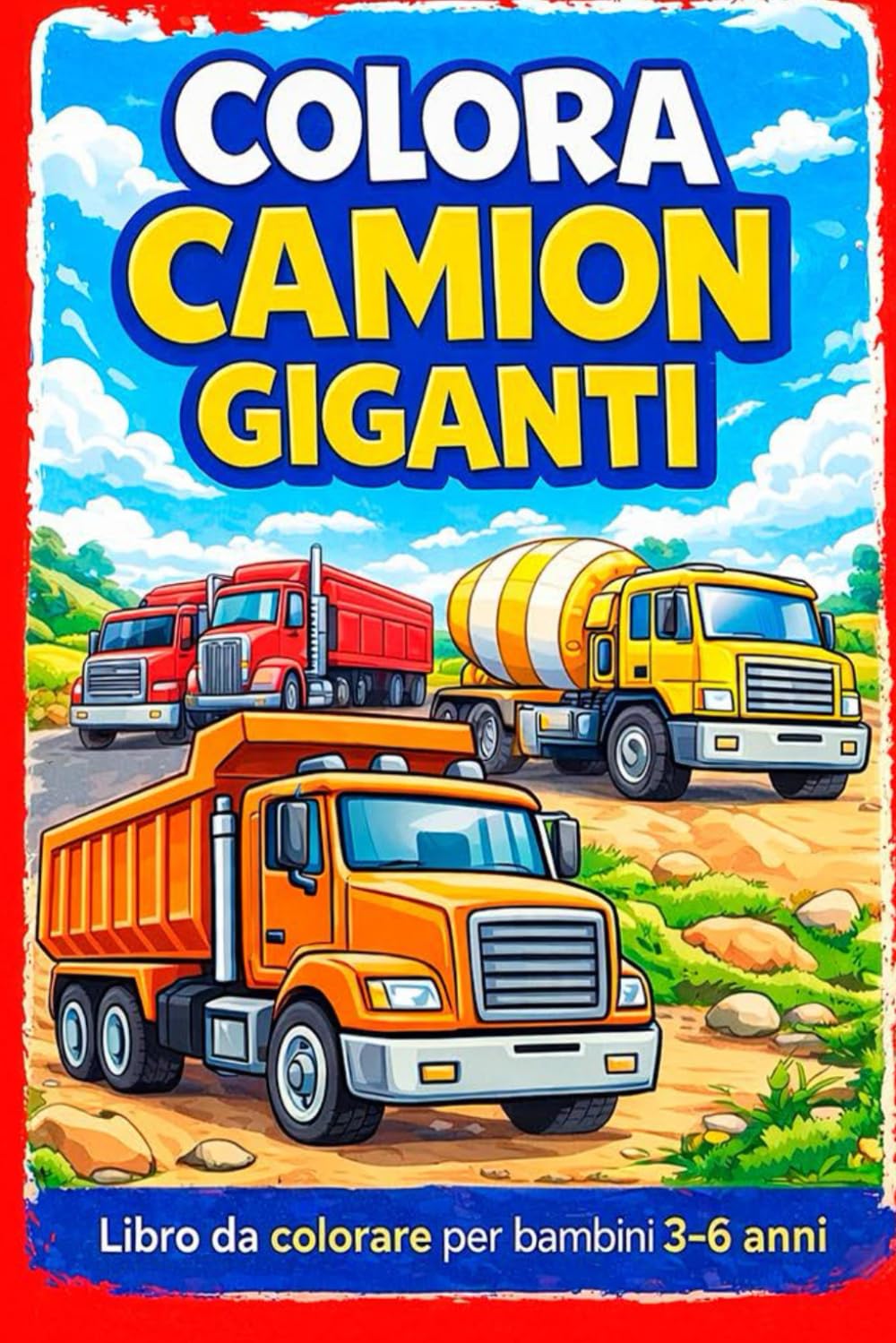 Colora i Camion Giganti: Libro da colorare per bambini 3-6 anni con camion, tir, betoniere e mezzi pesanti – 52 disegni grandi e facili da colorare (libri per bambini da colorare)