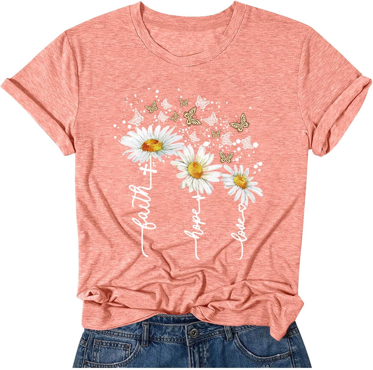 Women's Summer Round Neck Short Sleeve Print Casual Tops Cute Fashion Funny Tshirt
