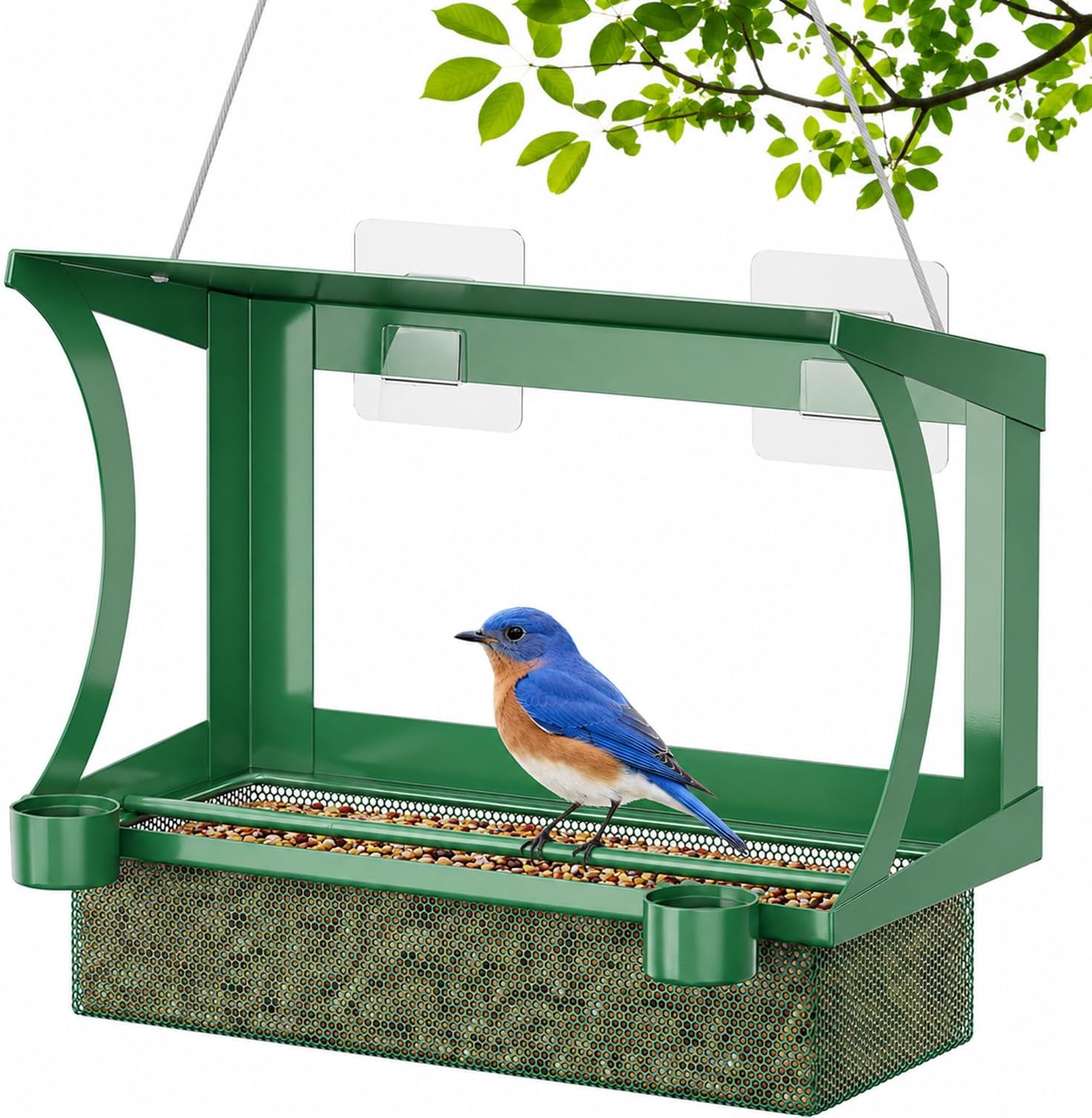 HOSUN 2-in-1 Bird Feeder for Windows and Hanging,Adhesive Hook Mount