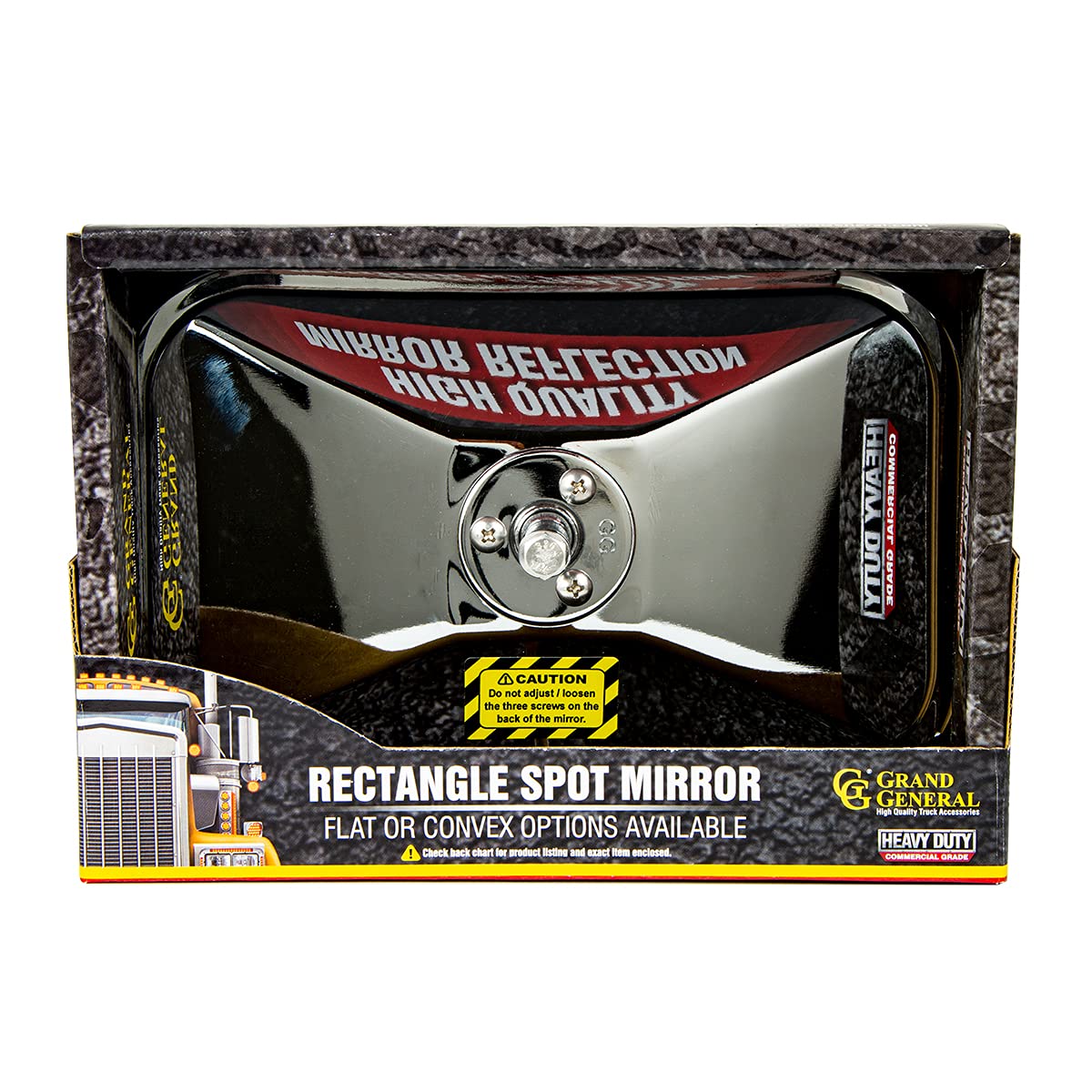 GG Grand General 33088 Miroir convexe rectangulaire en acier inoxydable à montage central de 14 x 21,6 cm