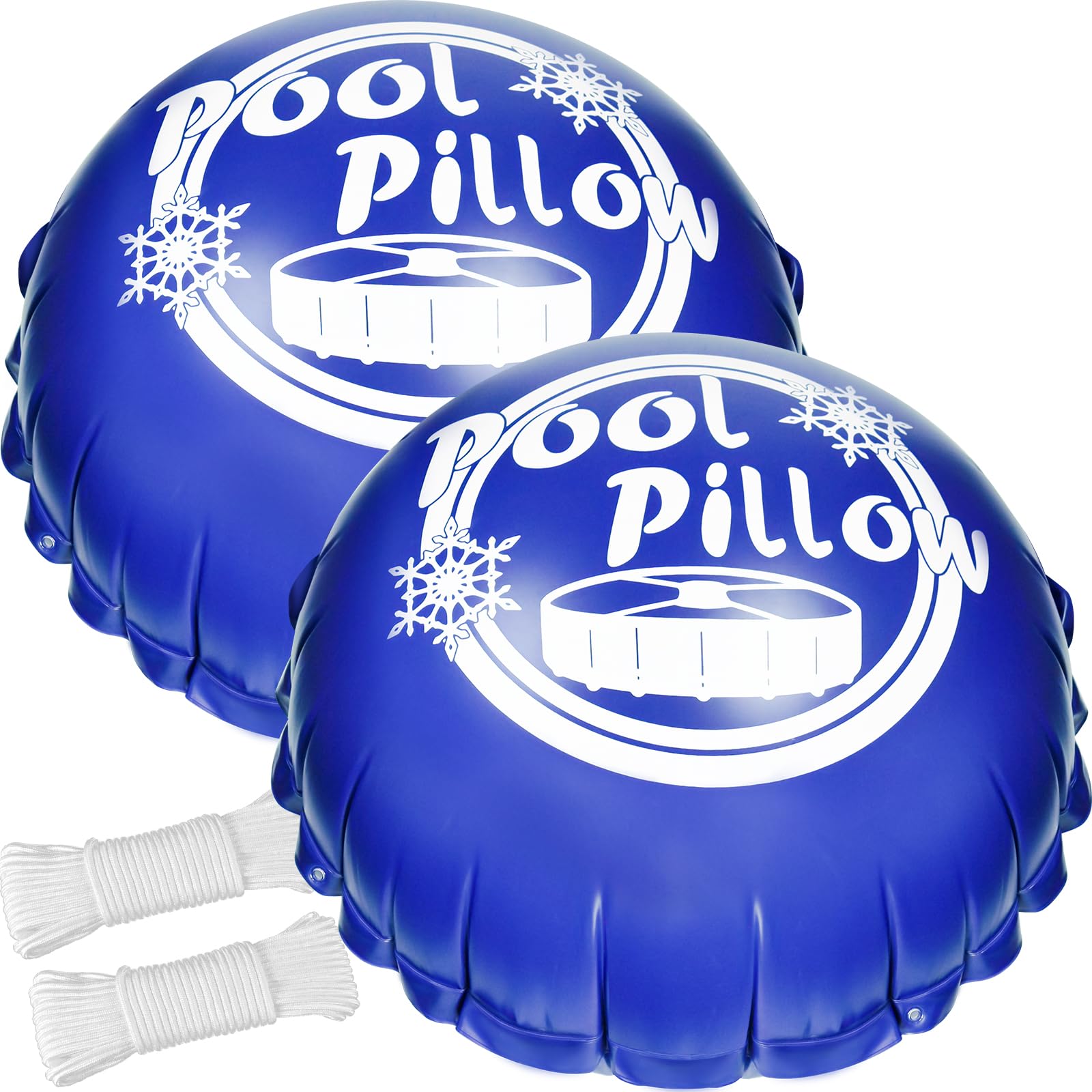 2 Pcs 4 x 4 Ft Pool Pillows for Above Ground Pool Winterize Closing Kit for Winter Pool Cover Extra Durable & Cold Resistant 0.4mm PVC (27 Gauge) Pool Air Pillow for Winterizing with 100 Ft Rope