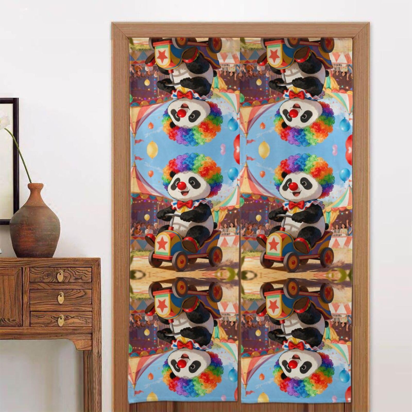 CNTDBU Panda Clown Door Curtain 34x56 Inch-Room Divider Panel for Privacy, Entryway Screen for Kitchen Bedroom