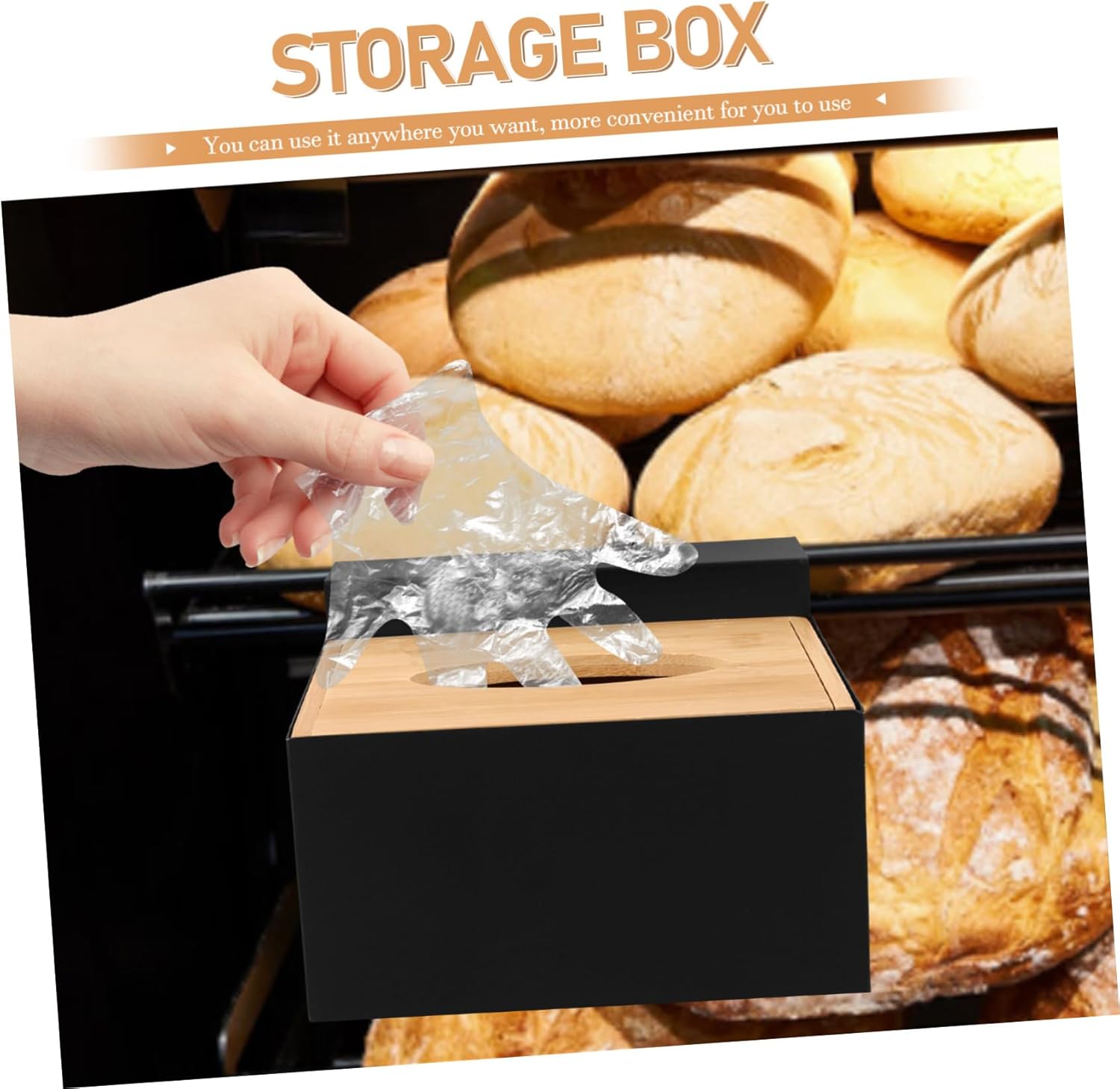 Hanging Disposable Glove Storage Box Wood Organizer for Kitchen and Home Includes Dispenser and Holder for Disposable Gloves 1 Set