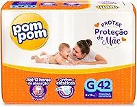 Fralda Pom Pom Protek Proteção de Mãe Mega G 42 Unidades