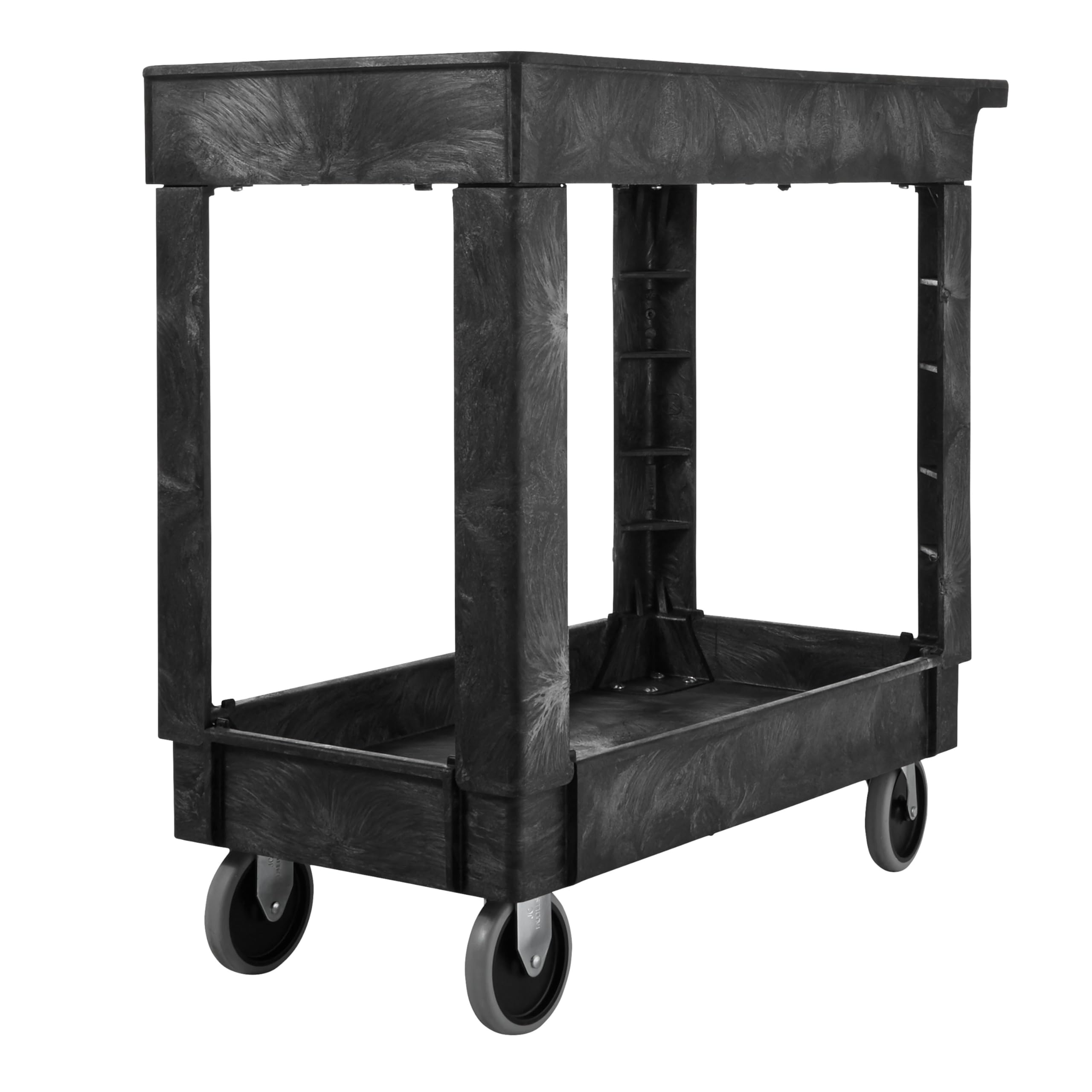 Rubbermaid Commercial Products Service/Utility Cart, Two-Shelf, 300 lb capactiy, Black (FG9T6600BLA)