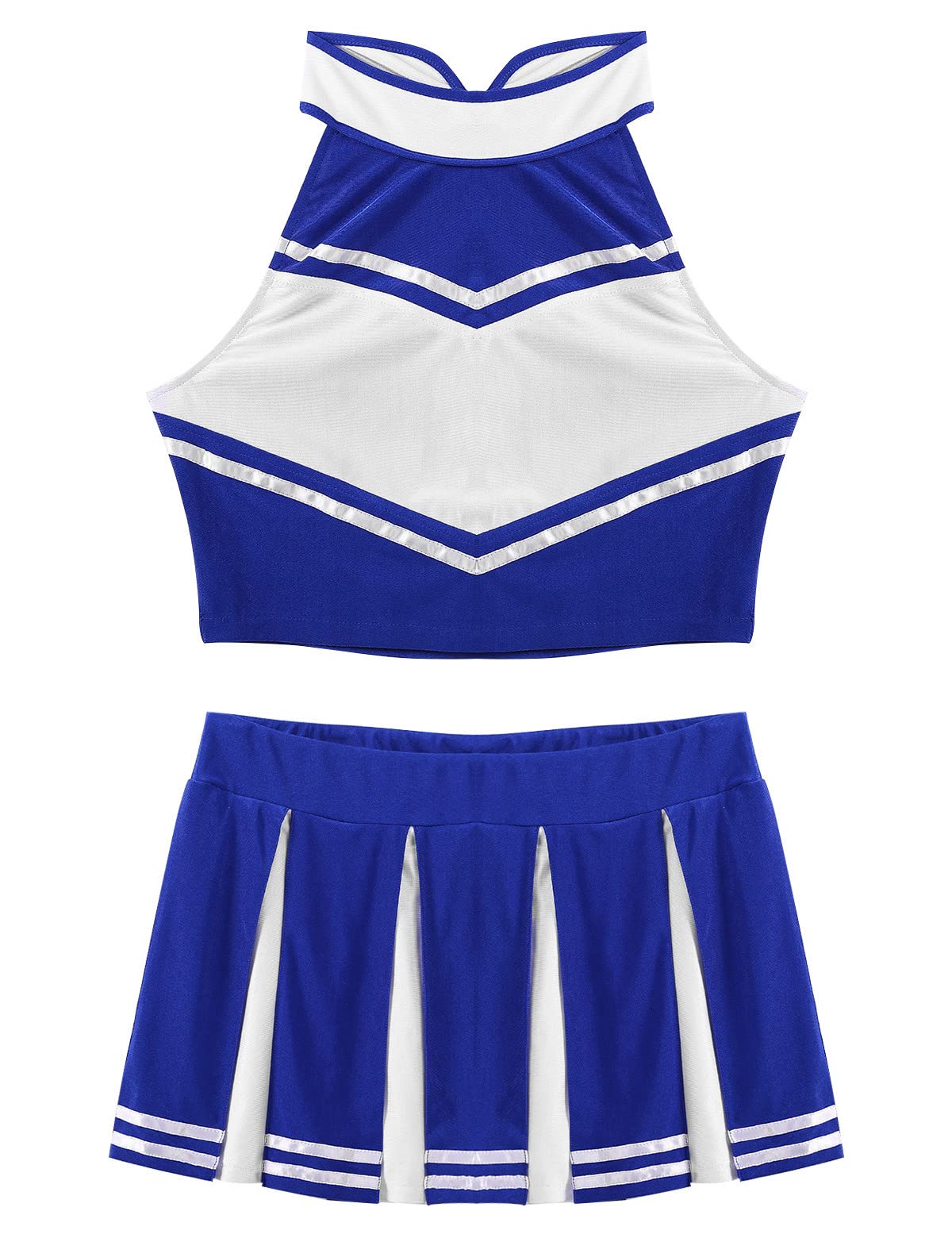 YiZYiF Costume Cheerleadering Vestito Cheer-leader Donna Crop Top E Mini Gonna Uniforme Cheerleading Abito da Ballo Danza Costume da Festa