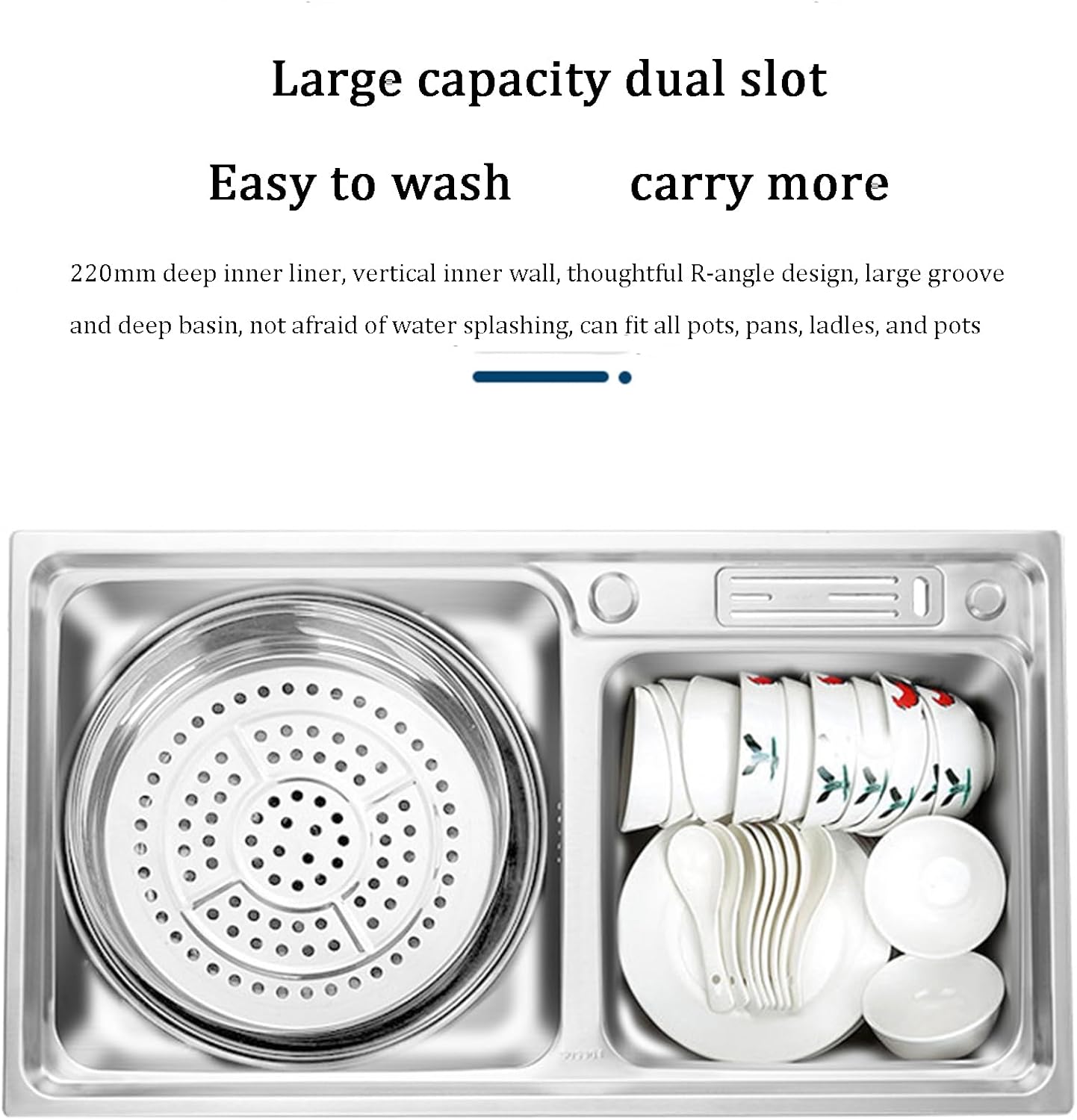 Stainless Steel Utility Sink, Undermount Kitchen Sink,Drop-in Topmount Double Bowl Bar Sink, Prep & Utility Washing Hand Basin-72X41cm/28.3X16.1in