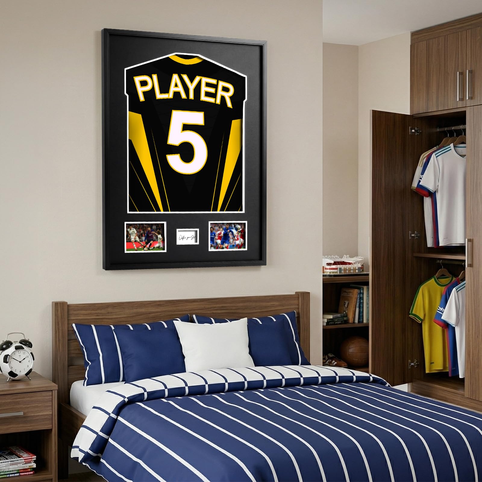 Marco para Camisetas de Fútbol 60x80 cm Marco Camisetas Futbol 3D de Aluminio con Plexiglás Irrompible para Camiseta Firmada Vitrina Expositora, Cuadro Deportivo para Colección y Regalo