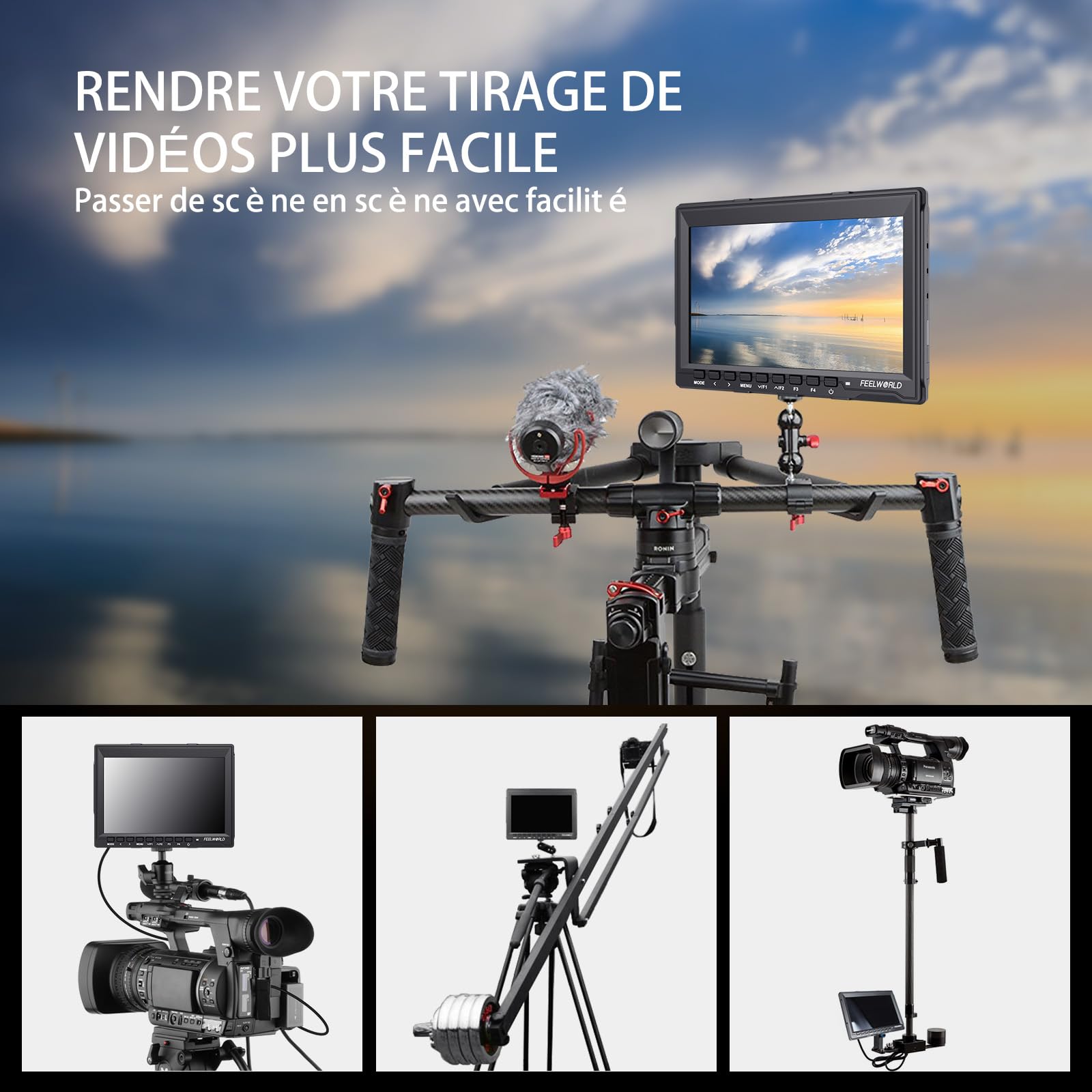 FEELWORLD FW759 7 Pouces sur Caméra Moniteur Camera DSLR Field Monitor Full HD Focus Video Assist 1280x800 IPS avec 4K HDMI Input Output
