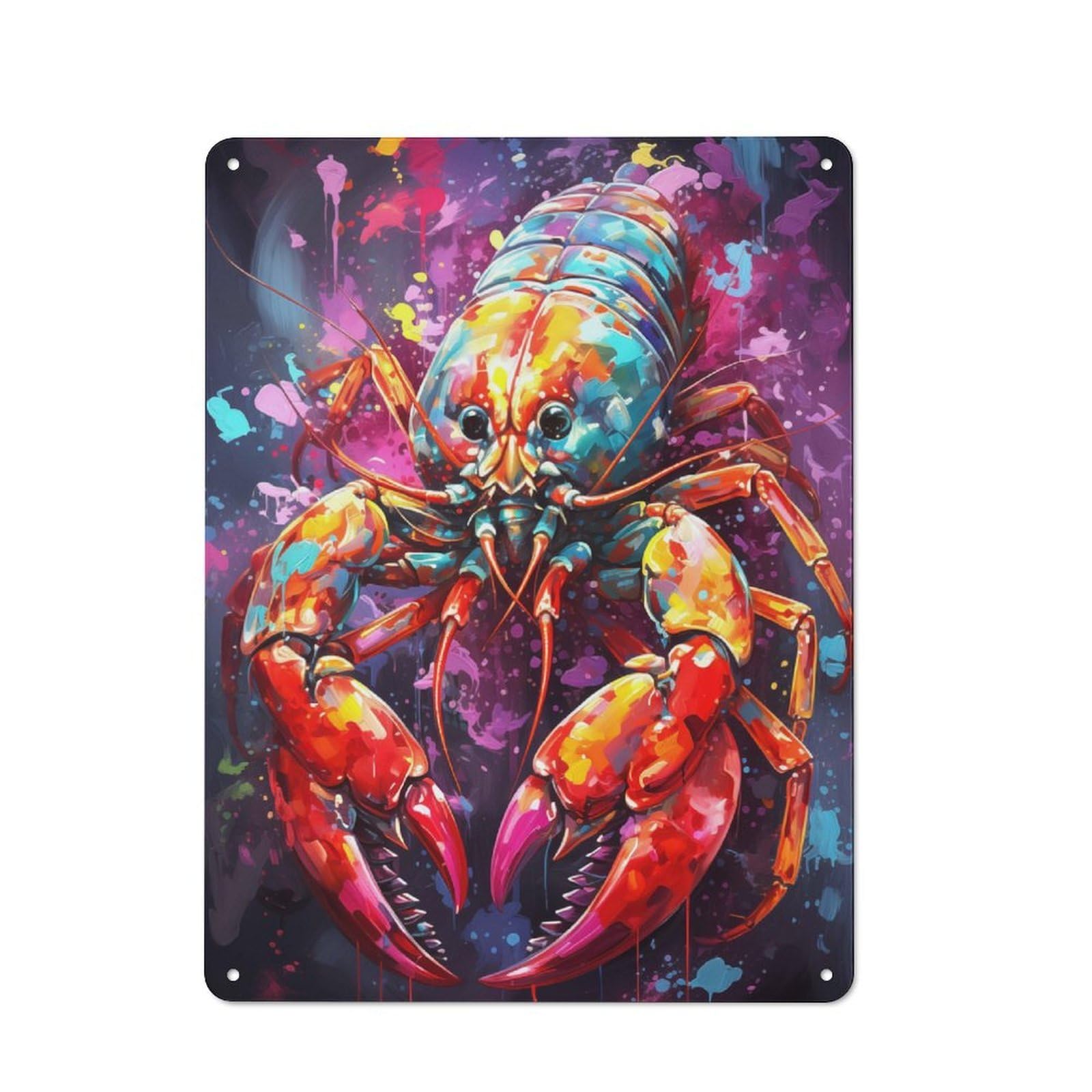 Junmoney The Pinching Lobster Bistro Style Cafe Metal Sign 40X30cm Featuring Restaurant Wall Art For Takeaway, Bar, Kitchen Or Counter Area