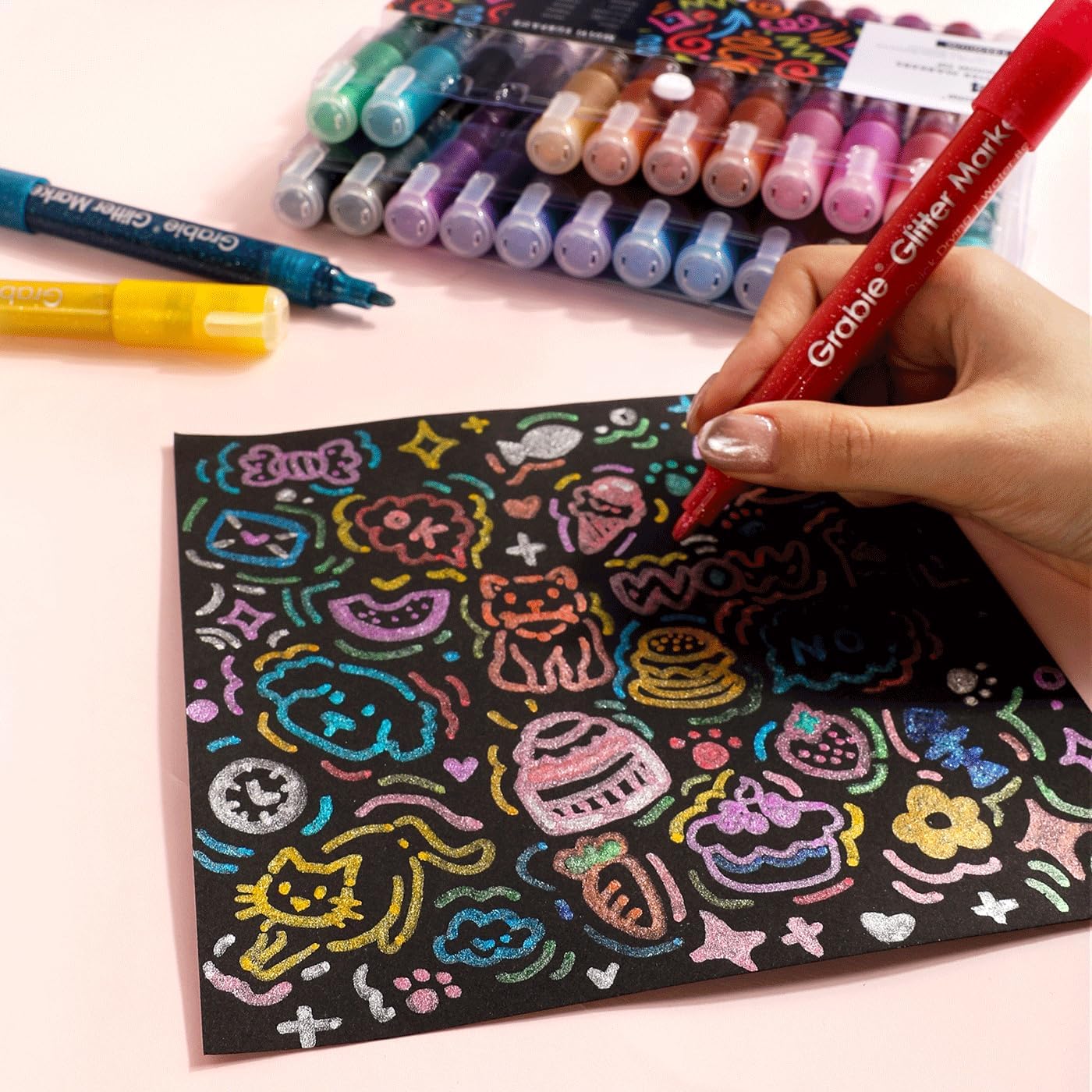 Grabie 24 Glitter Metallic Markers, Medium Tip Bhutan Ubuy