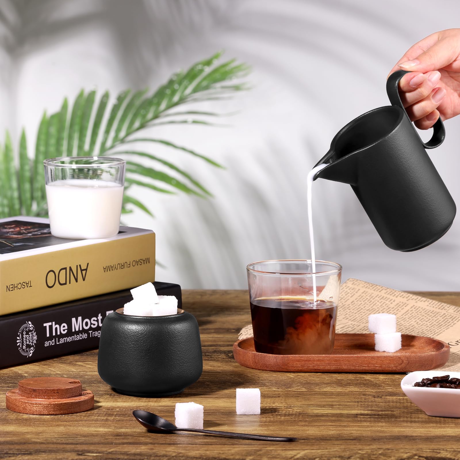 melk en suikerpot zwart wit set of apart