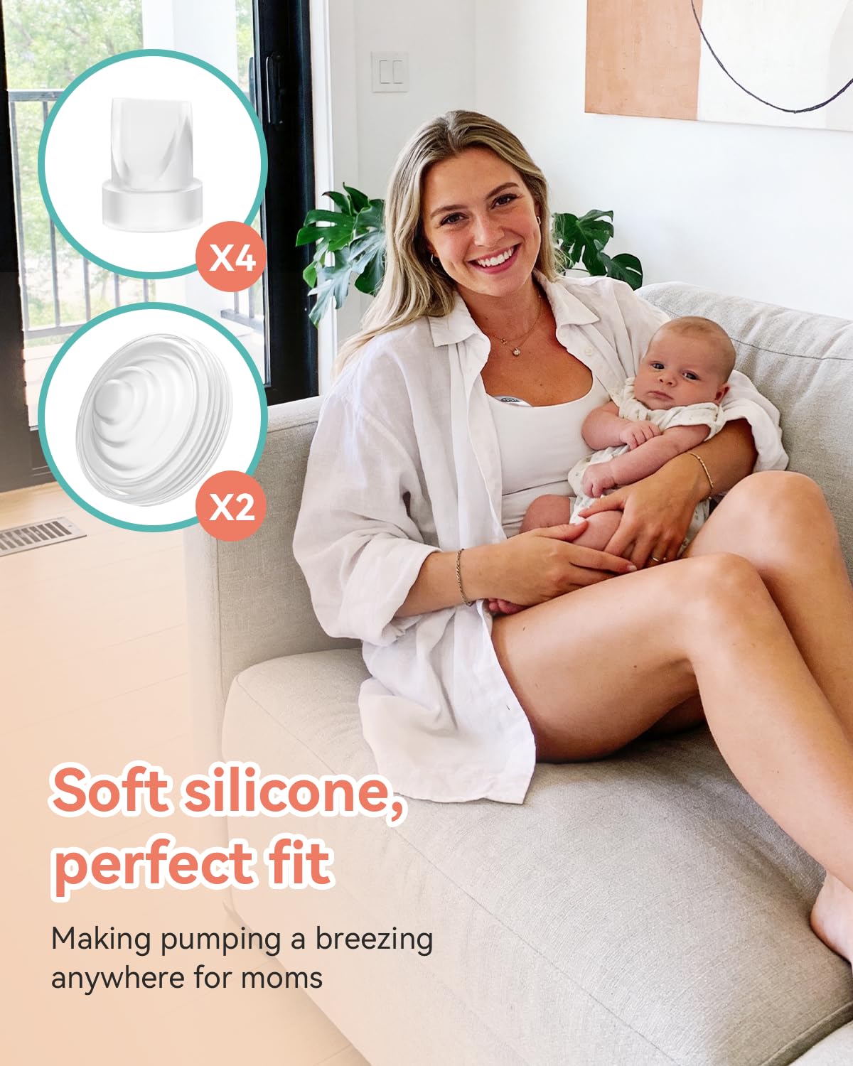 Części zamienne do przenośnego laktatora Momcozy M5 – 4 zawory z dzióbkiem kaczki, 2 silikonowe membrany (nie są to oryginalne części Momcozy)