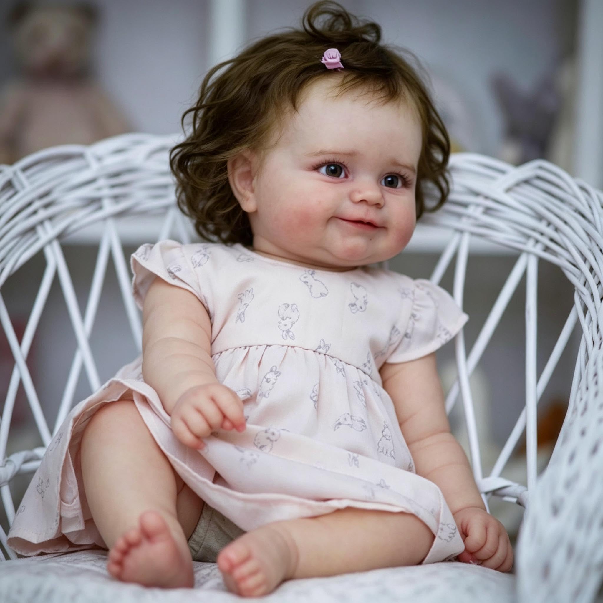 RXDOLL Realistyczna pełna winylowa lalka niemowlęca, 50 cm, Reborn Baby Doll, silikonowa, na całe ciało, dziewczyna, uśmiechnięta, realistyczna lalka noworodka, anatomicznie poprawna, dla dzieci w