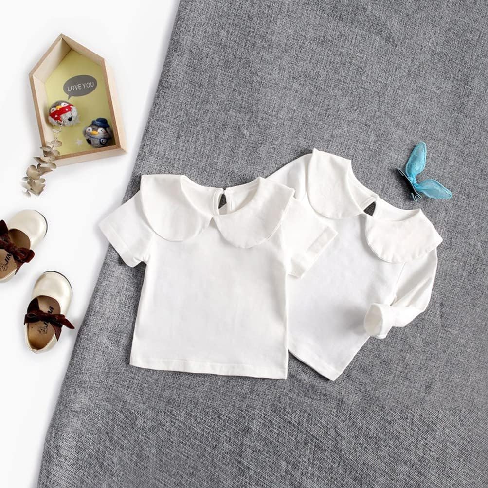 HAOLUKI Baby Girl White Blouses Toddler Basic Solid Color Long Sleeve Doll Collar T-Shirt Cotton Pullover Tops : Clothing, Shoes & Jewelry