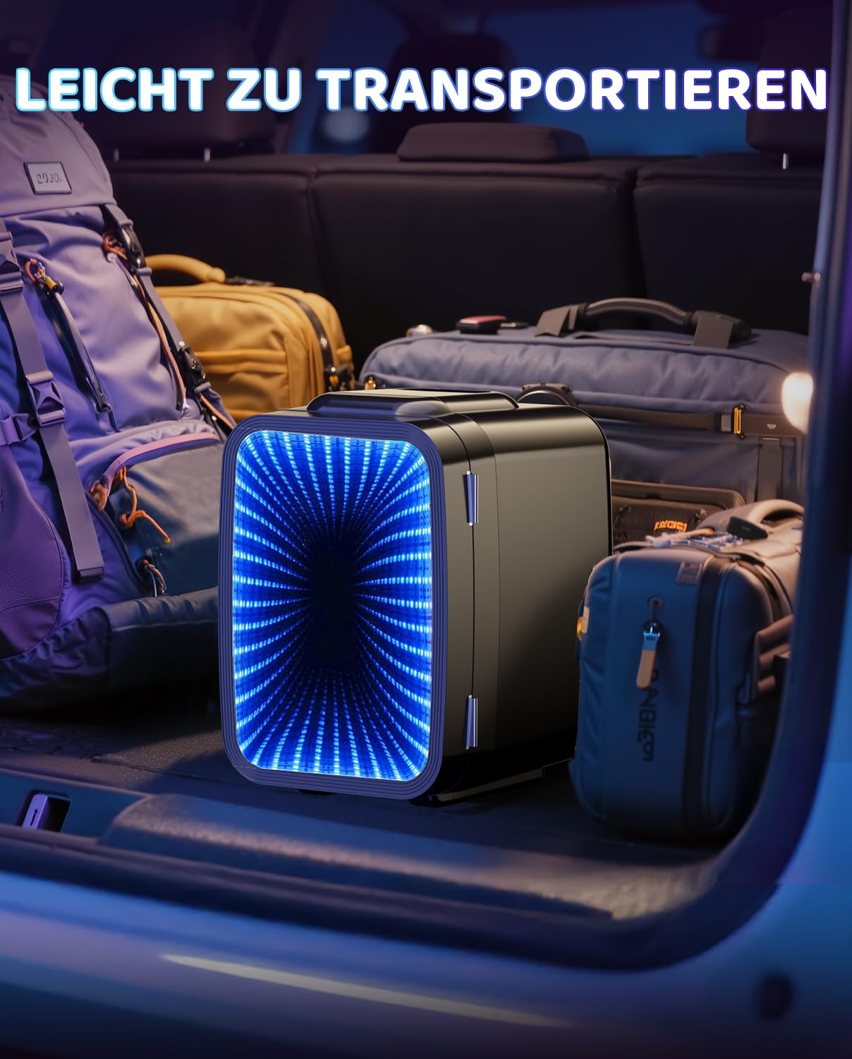LIGIANT MF01C Mini Kühlschrank mit 7 Lichtmodi & Blinkendem Marquee-Effekt, Leise Kühl-/Warmfunktion, AC/DC, 4L/6 Dosen, Für Gaming-Zimmer, Schlafzimmer, Büro & Auto