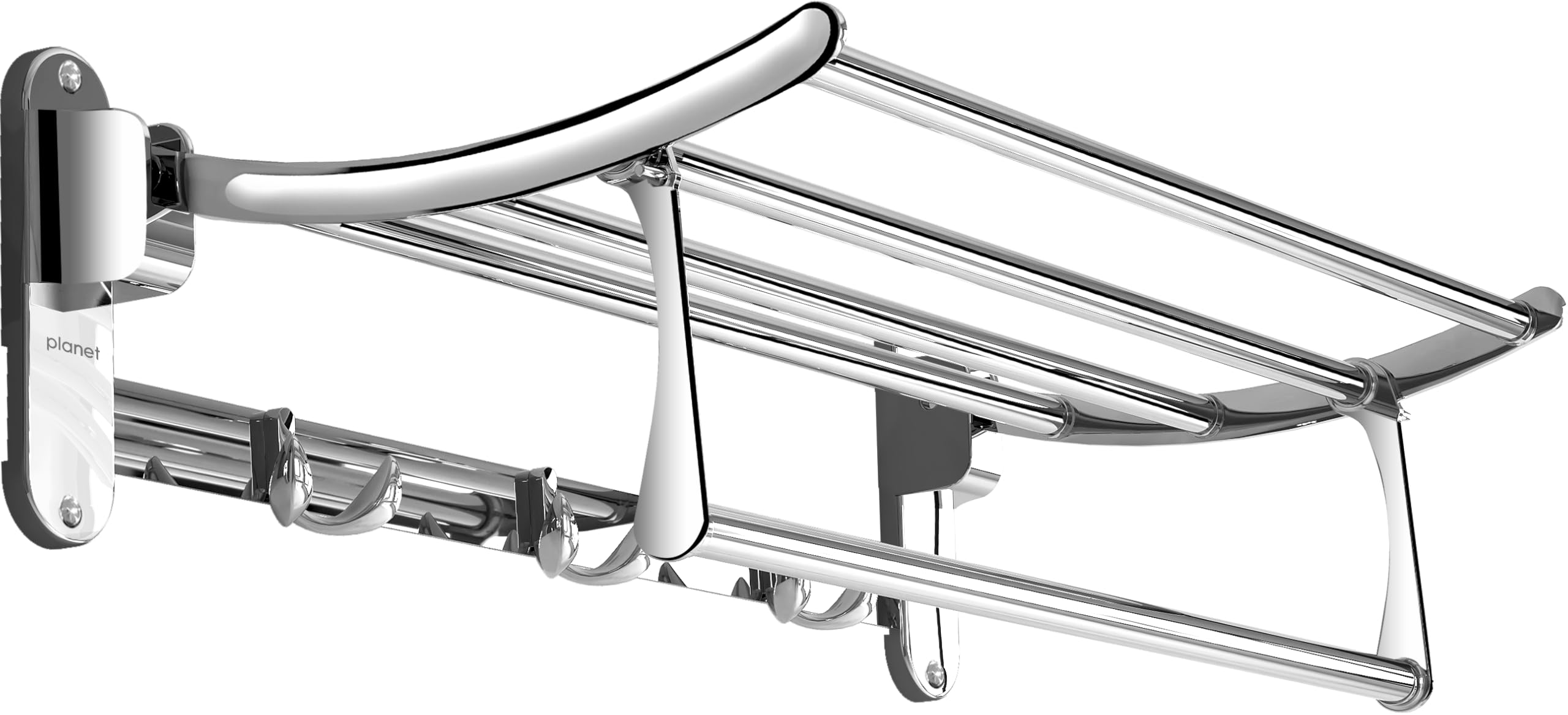 Planet Stainless Steel Folding Towel Rack for Bathroom/Towel Stand/Hanger/Bathroom Organizer/Bathroom Accessories/Towel Hanger (18 Inch-Chrome) (Pack of 1)