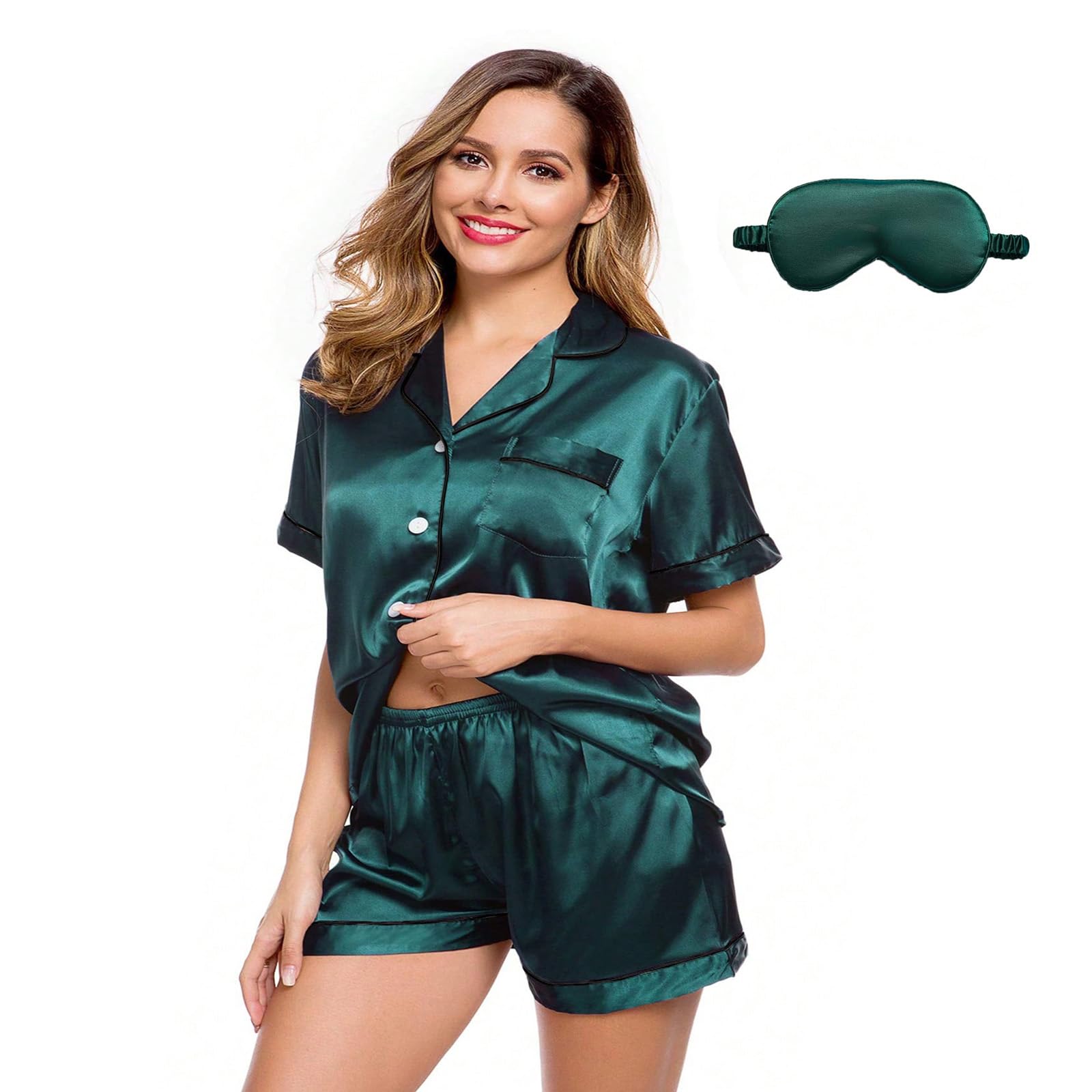 Tactzen Womens Pajamas Set S-XXL Soft Pajama Sets Pjs Set with Silk Eye Mask