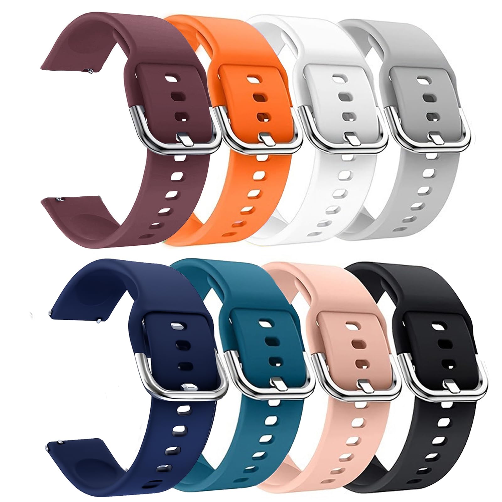 8-Pack Silicone Bands for AKUMAKA G39/T90/209DK,DEKELIFE G39 PRO/C28/C29/DK-29/AK57 Watch, Soft Comfortable Sport Straps Smartwatch Men and Women