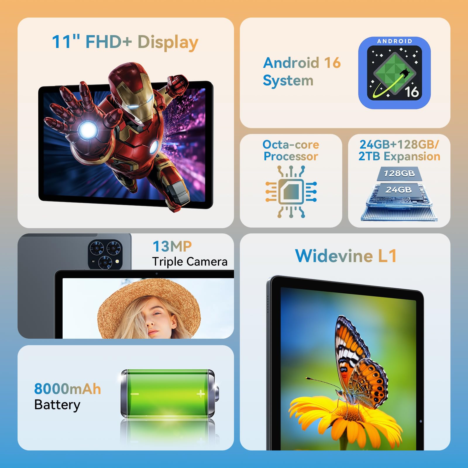 Android 16 Tablet 11 Inch with Keyboard [2026 UK Premier Edition