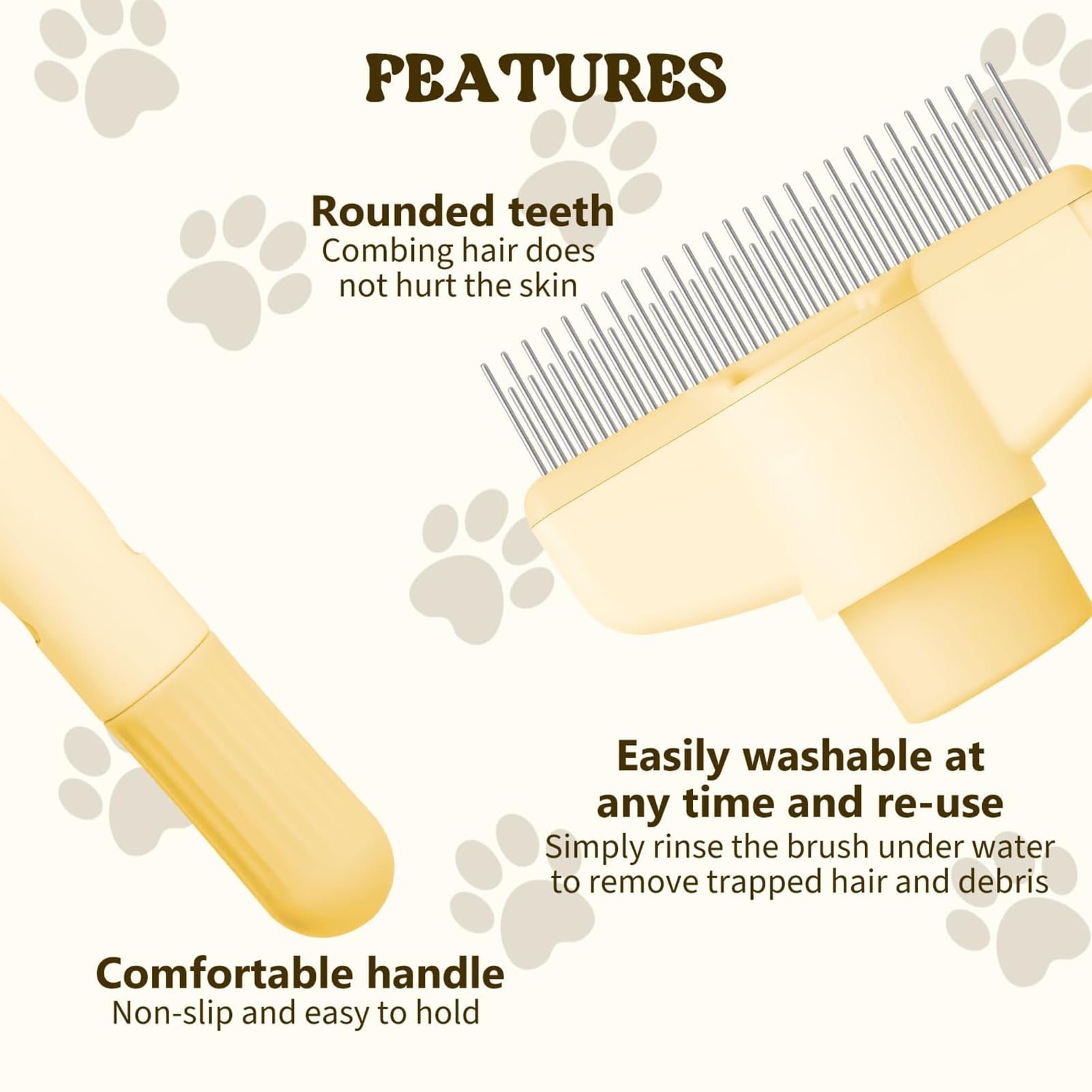 Peigne Chat|2 Pack Brosse Poils Animaux Autonettoyante Pour Poils, Peigne Anti Puces Pour Chat Avec Bouton De Déverrouillage, Brosse de Toilettage Pour Convient Aux Poils Longs Et Courts (Vert+Jaune)