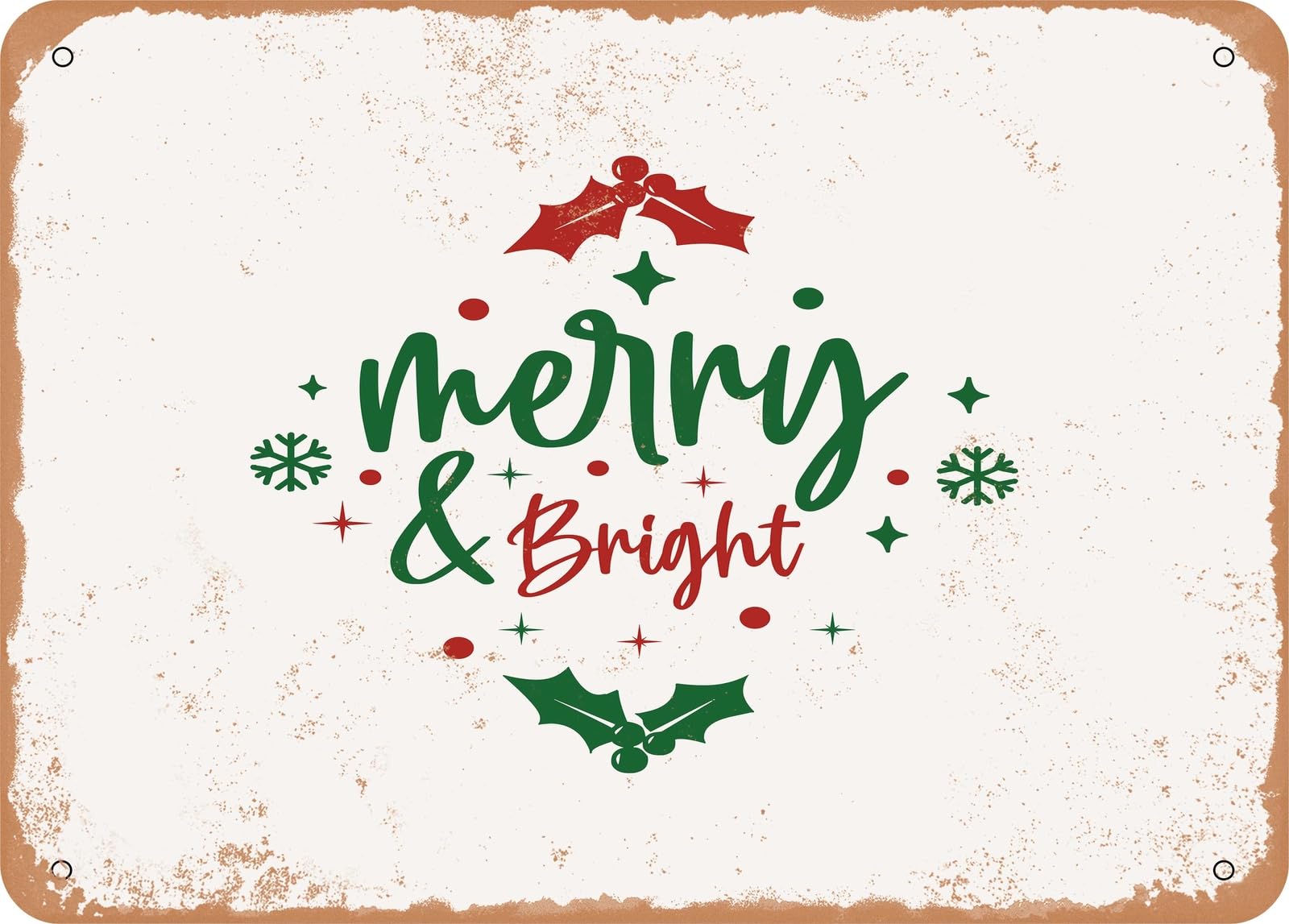 Metal Sign - Merry and Bright - Vintage Rusty Look Sign home decor