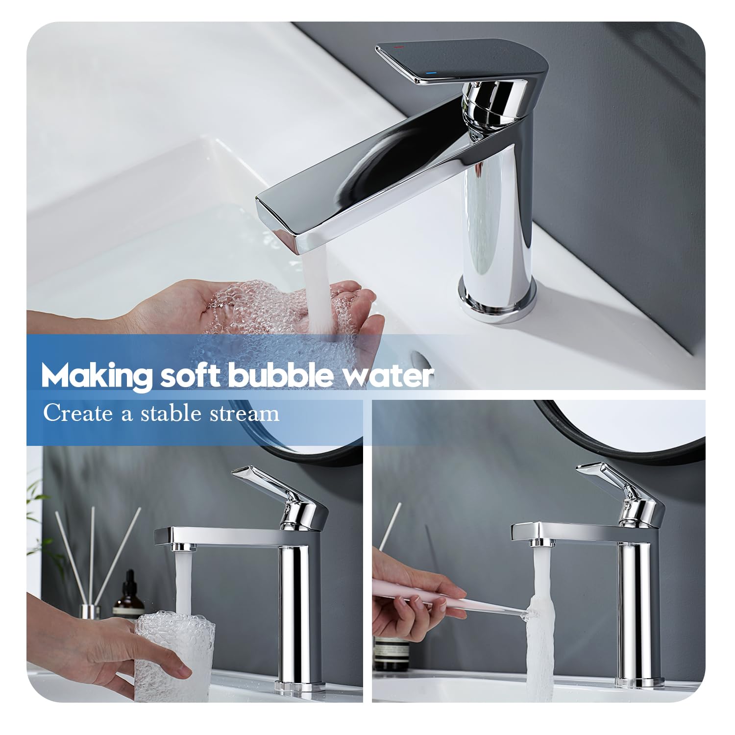 Decaura Wasserhahn Bad Waschtischarmatur Badezimmer Klein Einhebelmischer Waschbeckenarmatur Einhand Bad Armatur Mischbatterie Edelstahl mit Auslaufhöhe 130 mm
