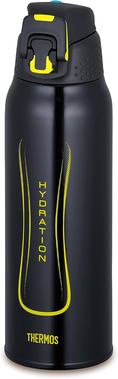 Thermos vacuum insulation sports bottle [one-touch open type] 1.0L black yellow FFZ-1001F BKY