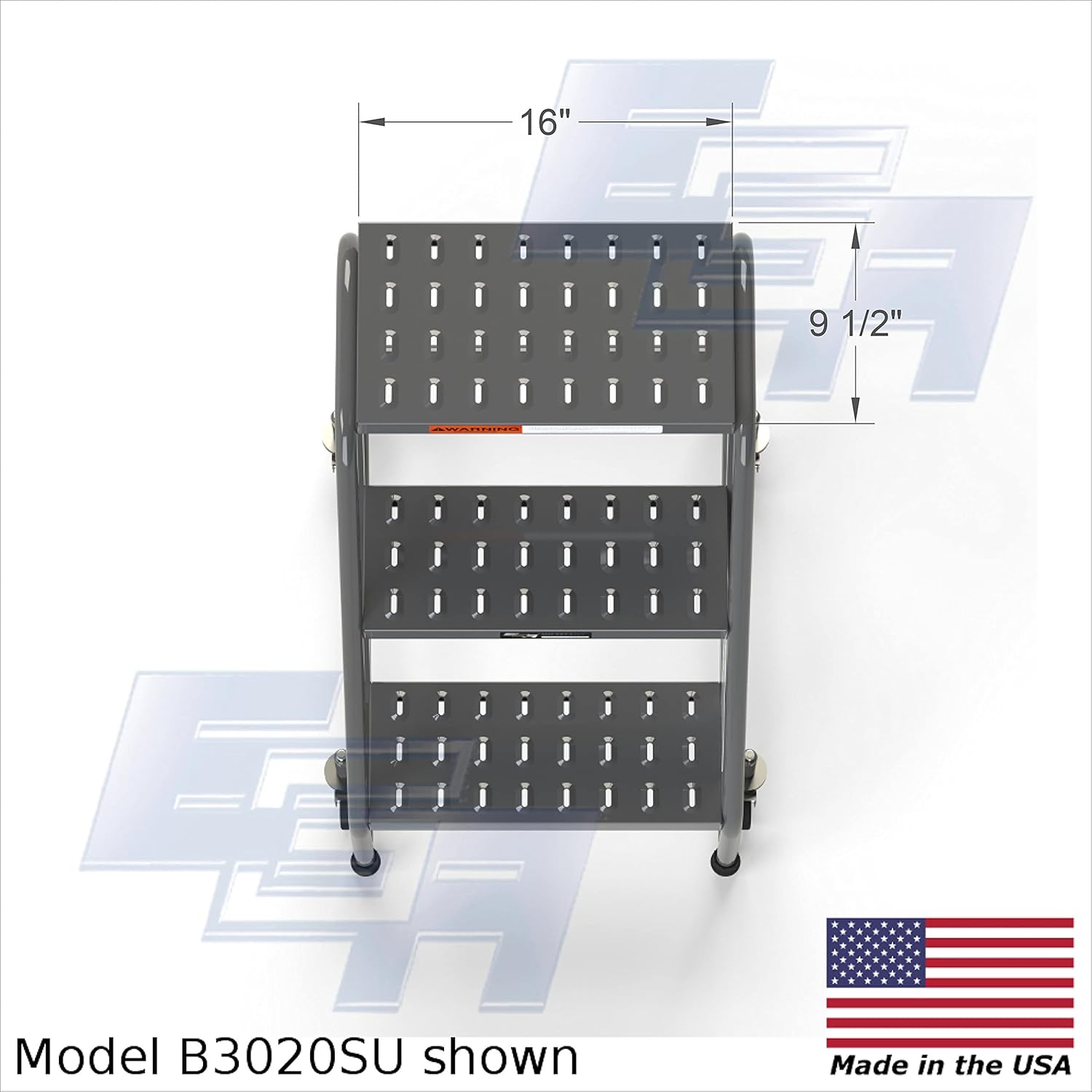 3 Step Rolling Ladder, Assembled OSHA Mobile Ladder Stand, No Handrails, 450 Pound Capacity, 30" Top Step Height, Heavy Duty [Made in the USA]