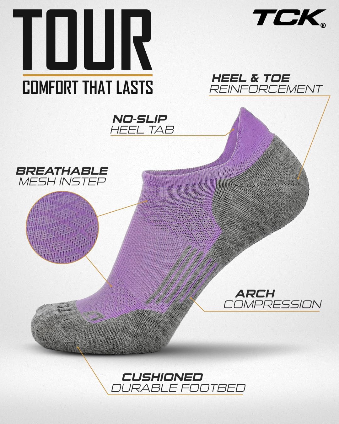 TCK USA Made Golf Socks for Men & Women | Soft, Cushioned Golf Ankle Socks w/Arch Compression | Golfer Gifts & Apparel