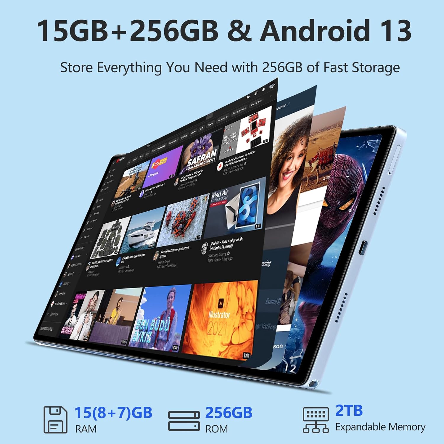 OUKITEL OKT3 Tablet 10.51 pollici, 15GB+256GB (TF 2TB) Tablet, Tablet Android 13, 8250mAh, 1200 * 1920 FHD+ IPS, Fotocamera 20MP/8MP, Octa-Core Tablet PC, 4 Speaker, 4G LTE+5G WiFi (Blu) OUKITEL OKT3 Tablet 10.51 pollici, 15GB+256GB (TF 2TB) Tablet, Tablet Android 13, 8250mAh, 1200 * 1920 FHD+ IPS, Fotocamera 20MP/8MP, Octa-Core Tablet PC, 4 Speaker, 4G LTE+5G WiFi (Blu)