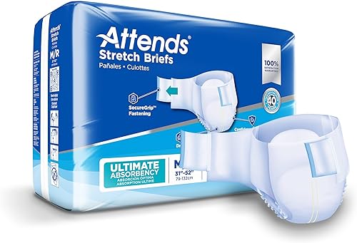 Attends Calzoncillos elásticos con tecnología avanzada de bloqueo seco para el cuidado de la incontinencia de adultos medianosregulares unisex 24