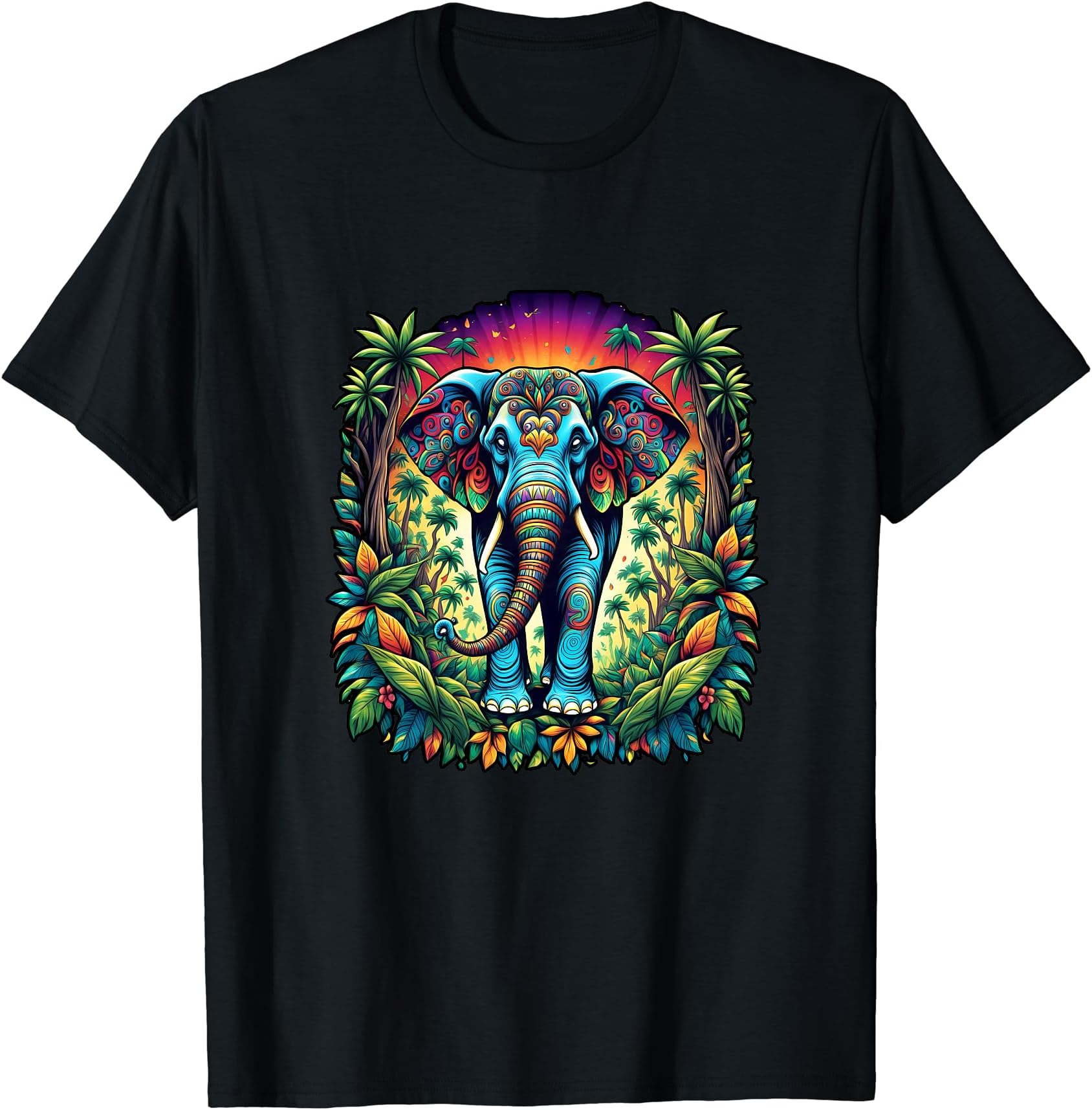 Psychedelic Jungle Elephant T-Shirt